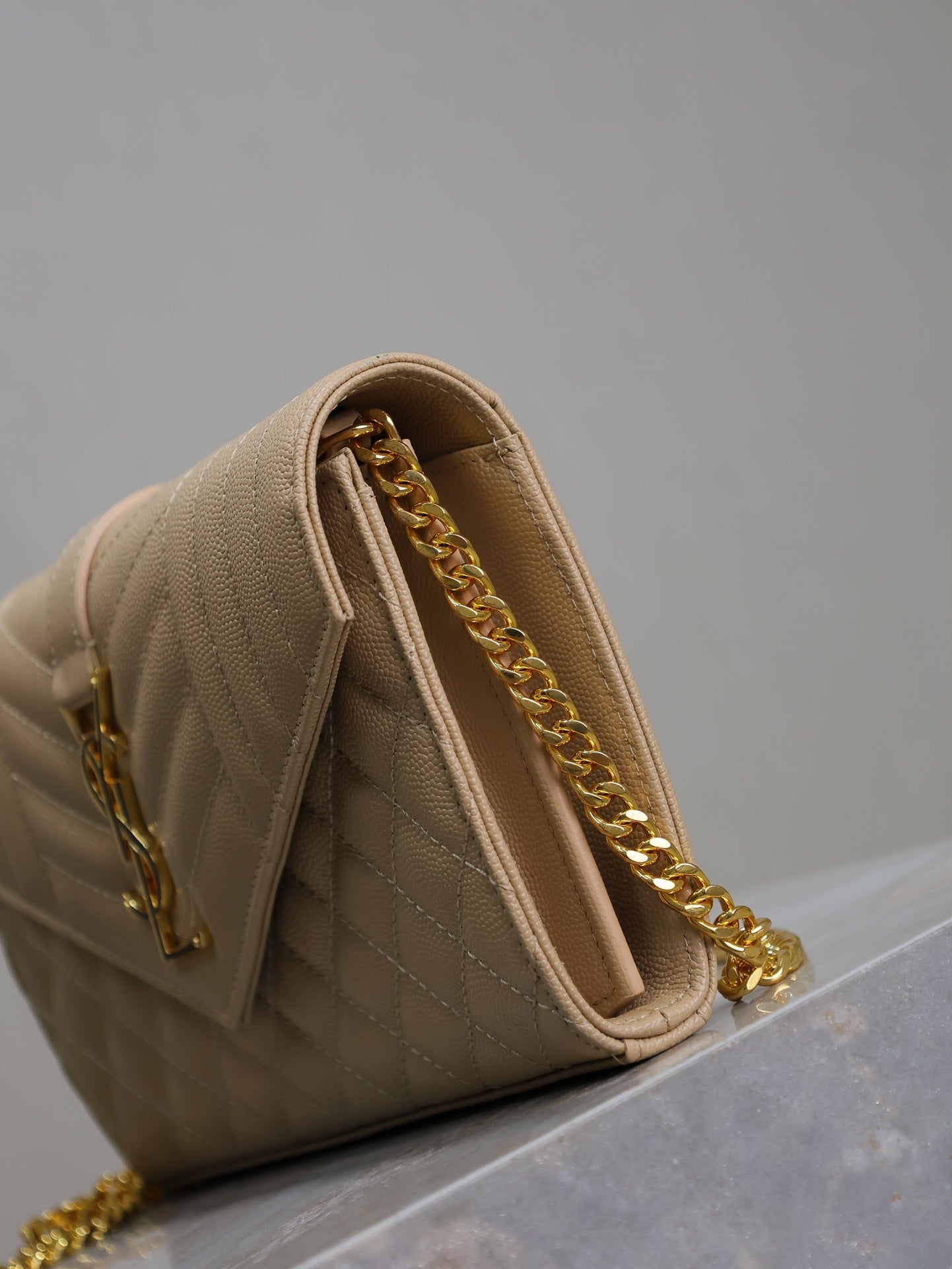 ENVELOPE CHAIN BAG 22 IN SEPIA TAN LAMBSKIN GOLD HARDWARE mysite