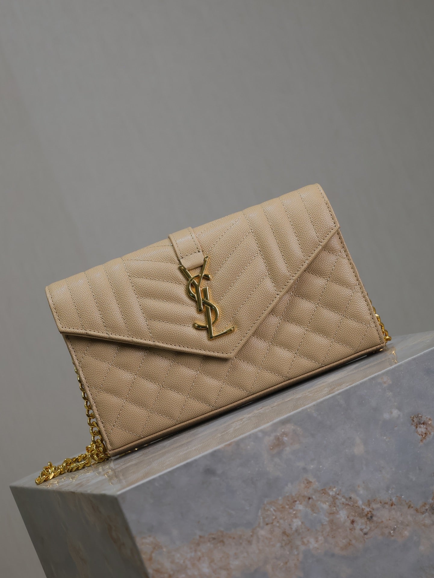 ENVELOPE CHAIN BAG 22 IN SEPIA TAN LAMBSKIN GOLD HARDWARE mysite