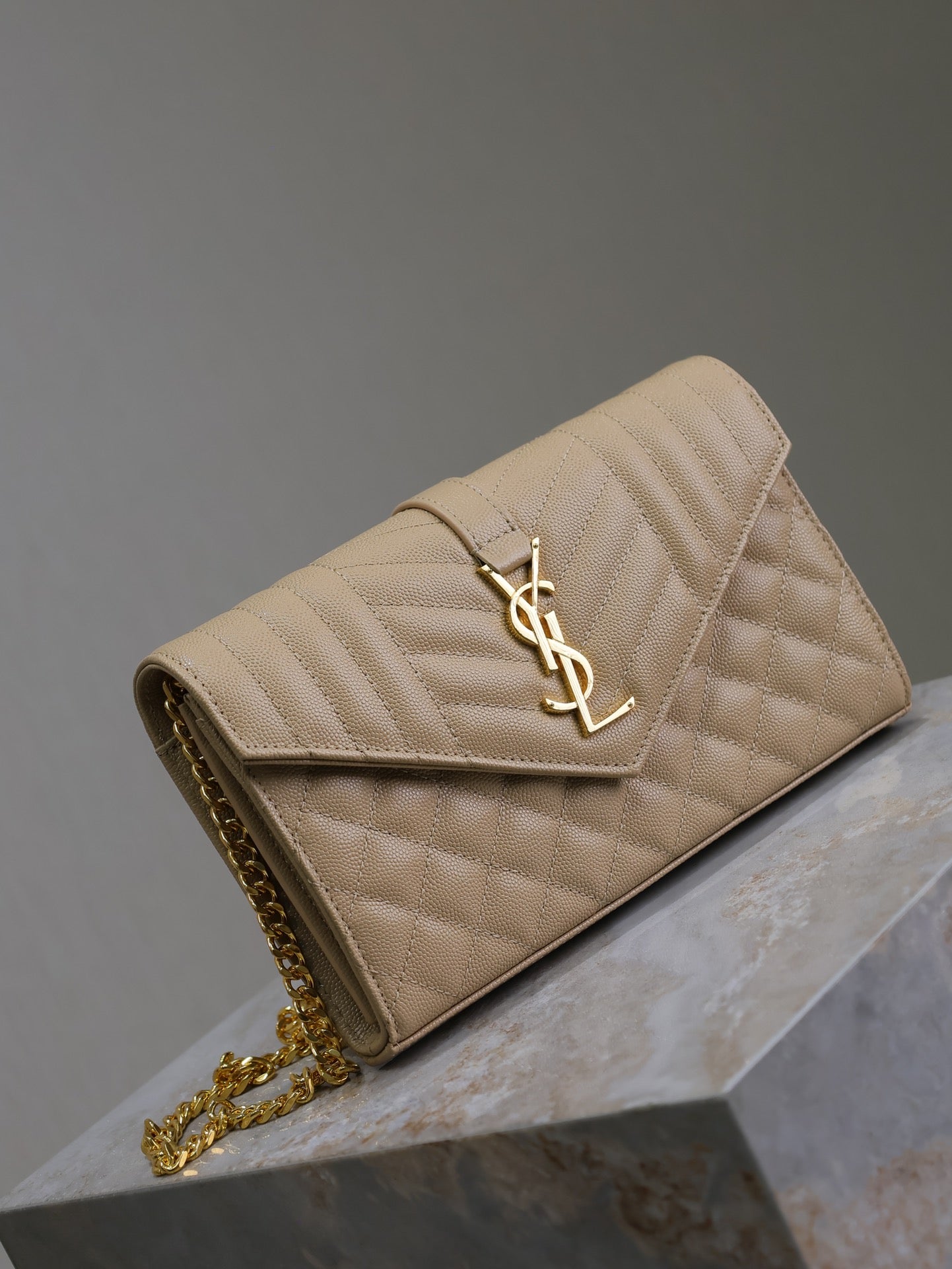 ENVELOPE CHAIN BAG 22 IN SEPIA TAN LAMBSKIN GOLD HARDWARE mysite