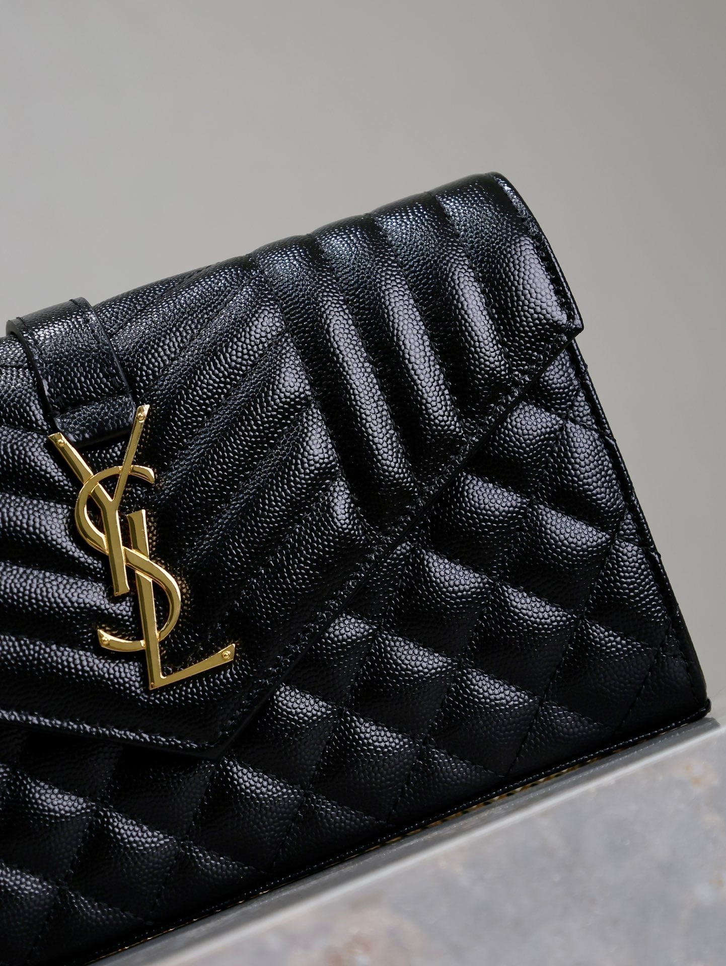 ENVELOPE CHAIN BAG 22 IN BLACK LAMBSKIN GOLD HARDWARE mysite