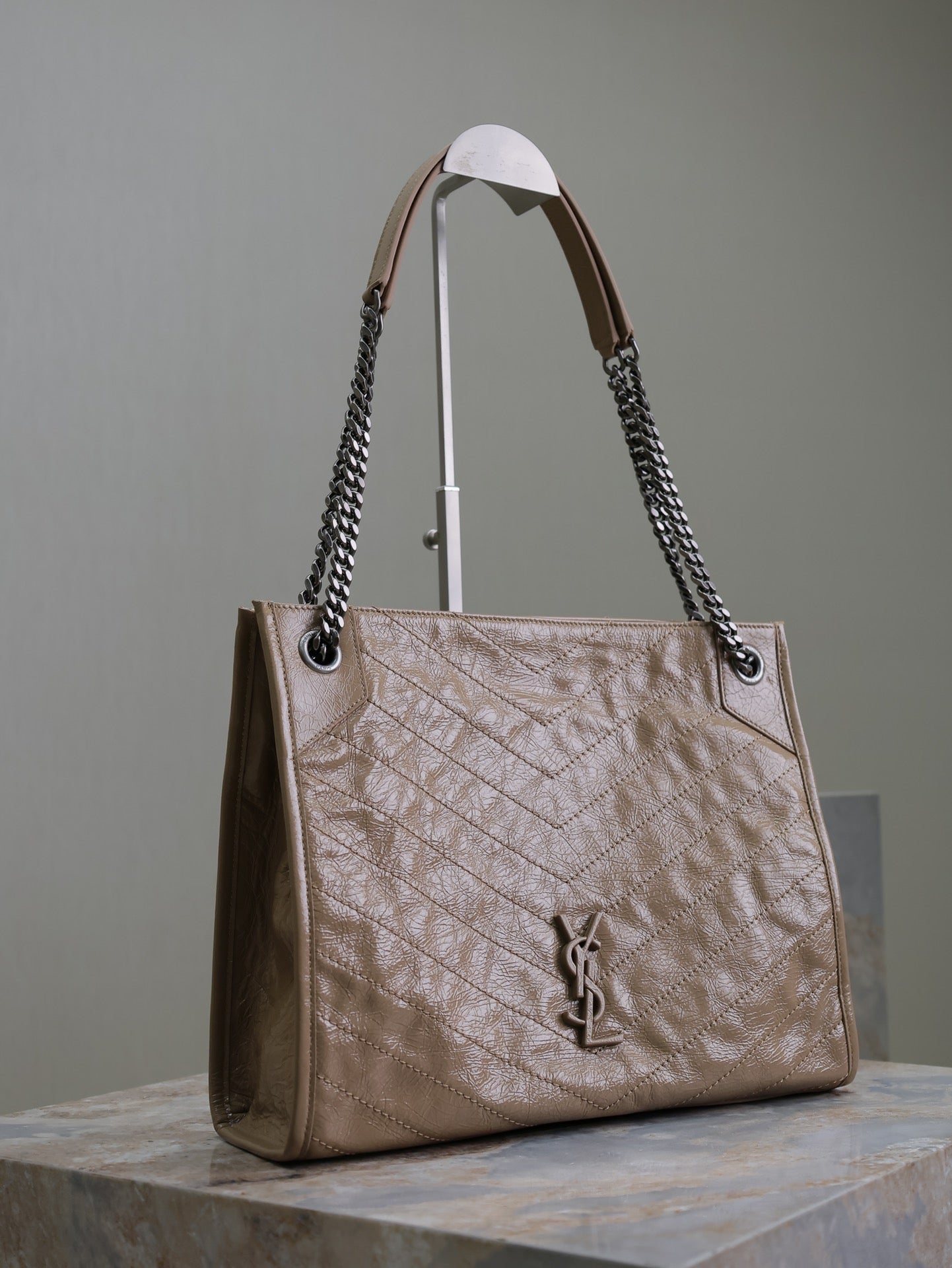 NIKI SHOPPING BAG 33 IN LIGHT BROWN CRUMPLED CALFSKIN mysite