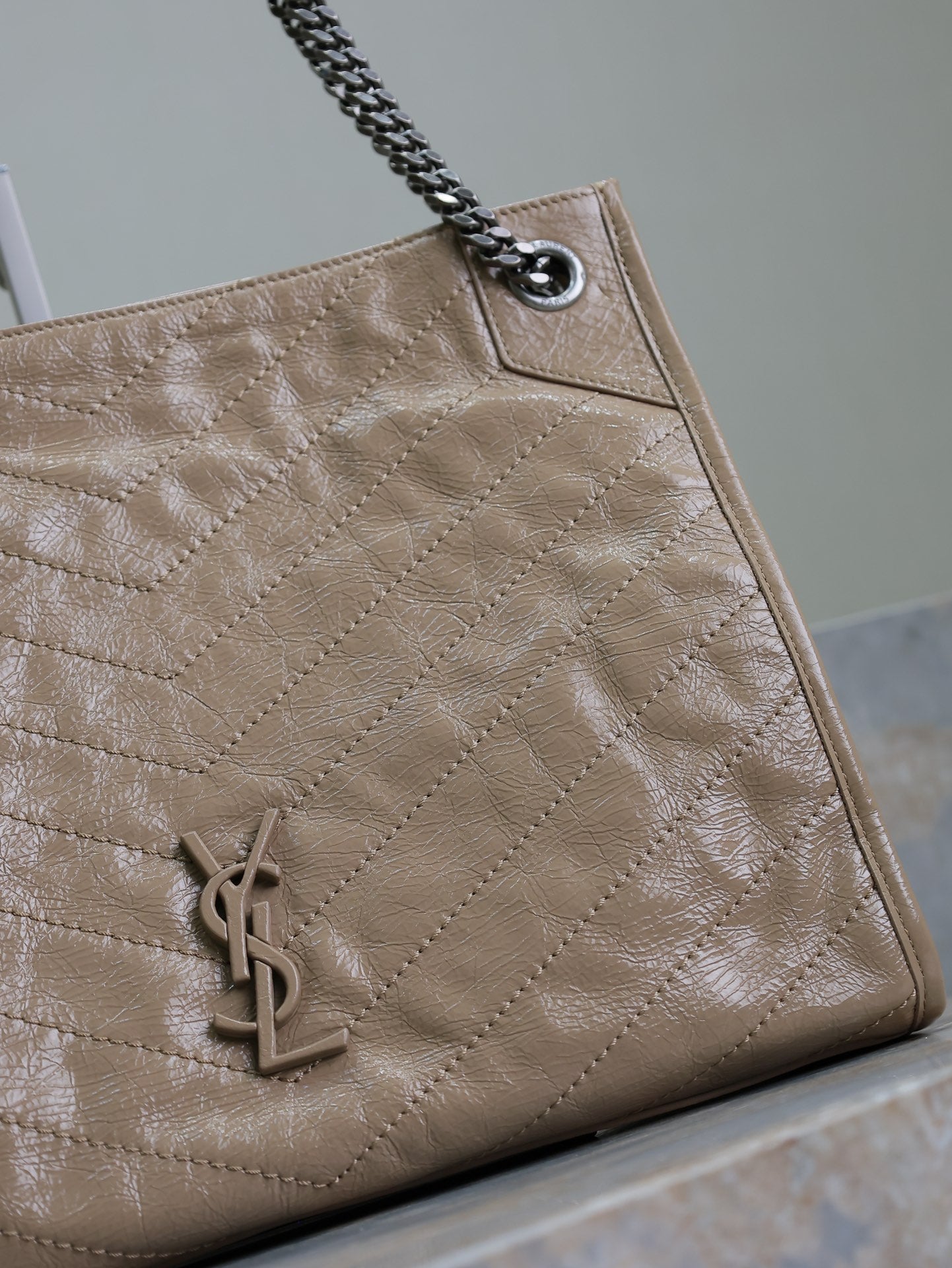 NIKI SHOPPING BAG 33 IN LIGHT BROWN CRUMPLED CALFSKIN mysite