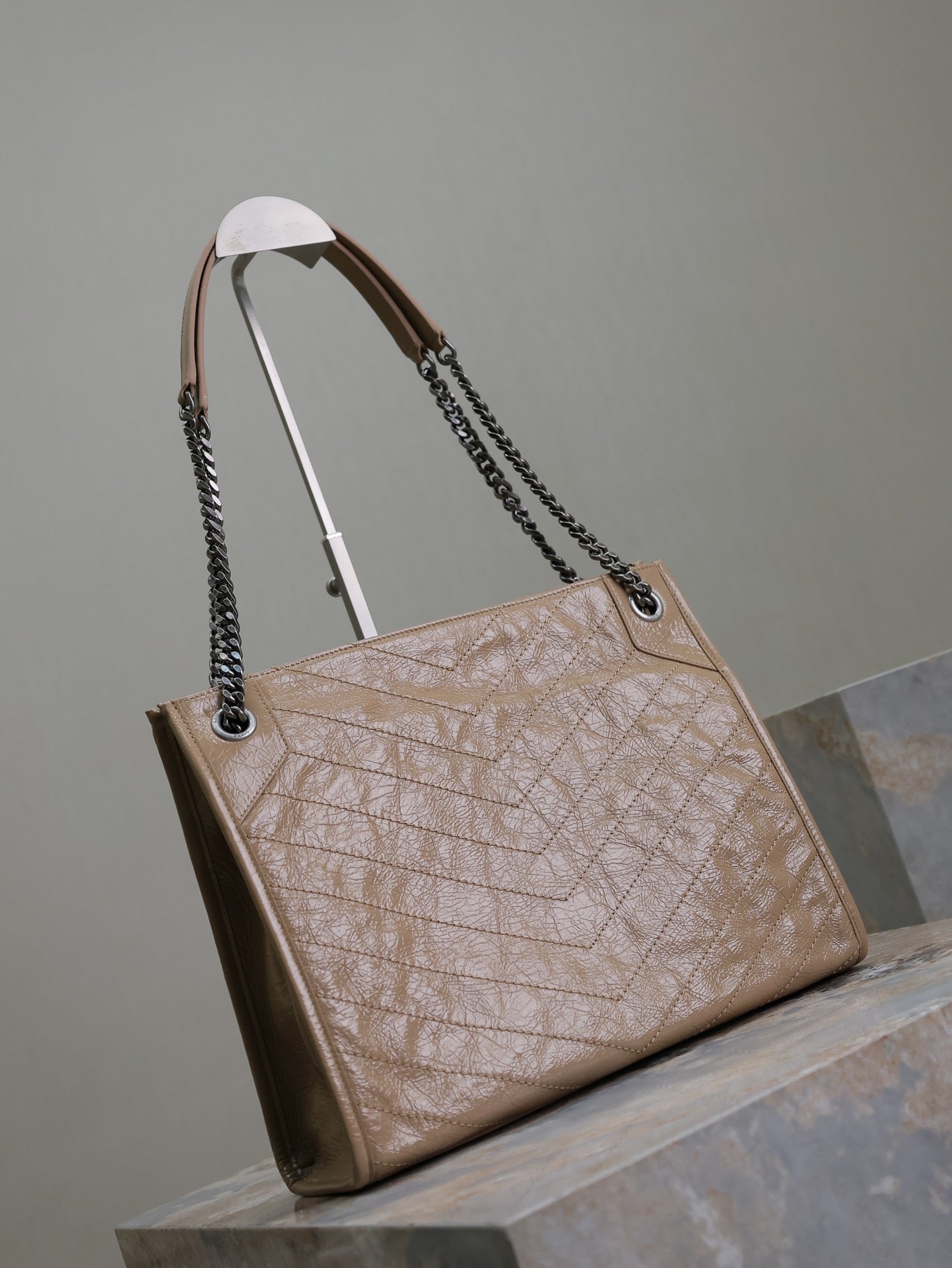 NIKI SHOPPING BAG 33 IN LIGHT BROWN CRUMPLED CALFSKIN mysite