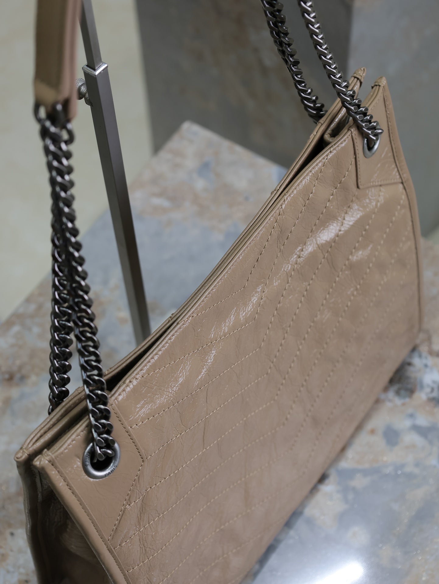 NIKI SHOPPING BAG 33 IN LIGHT BROWN CRUMPLED CALFSKIN mysite