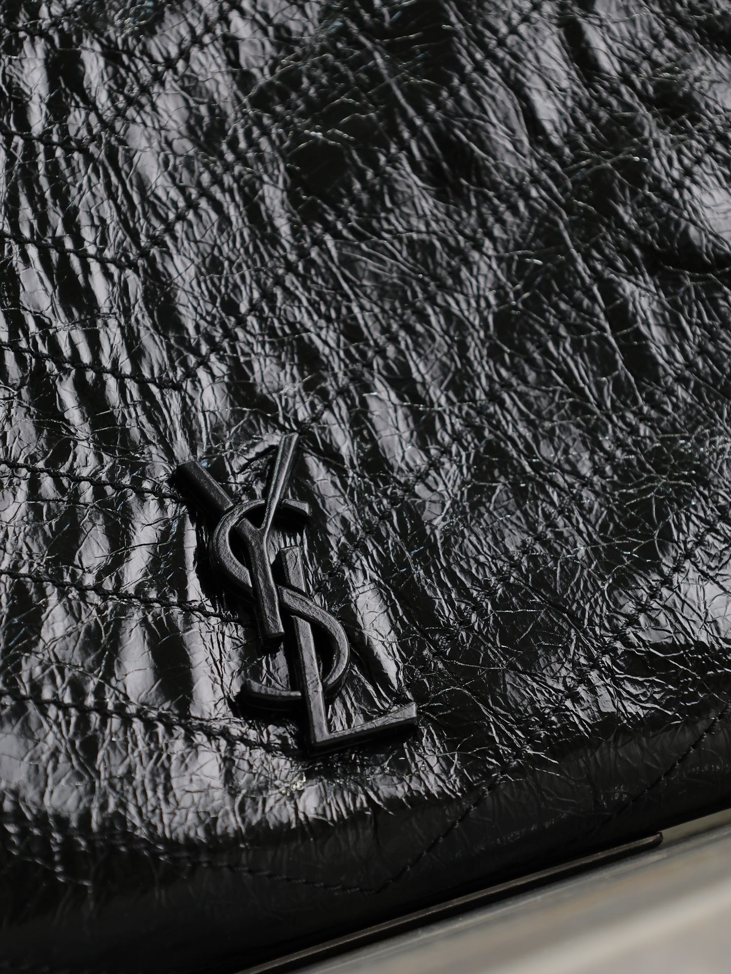 NIKI SHOPPING BAG 33 IN BLACK CRUMPLED CALFSKIN SILVER HARDWARE mysite