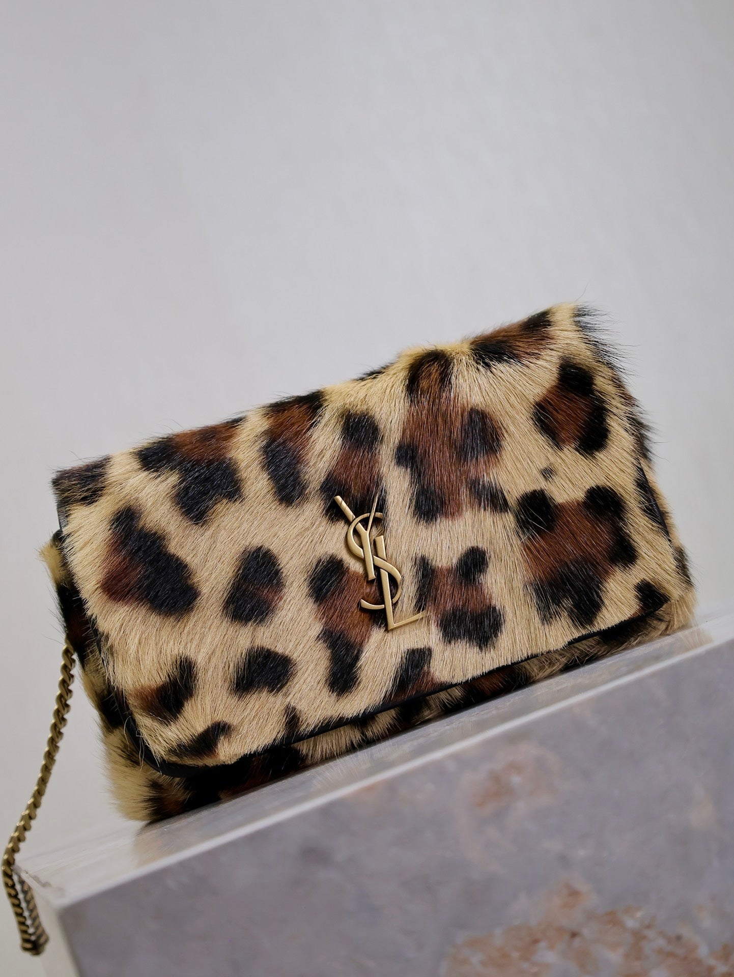 KATE SMALL BAG 20 IN LEOPARD PRINT FUR COPPER CHAIN mysite