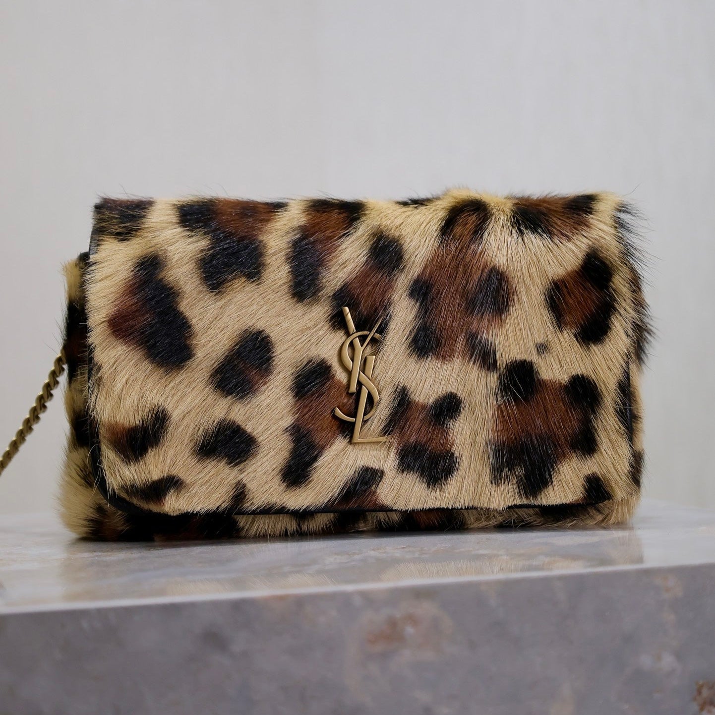 KATE SMALL BAG 20 IN LEOPARD PRINT FUR COPPER CHAIN mysite