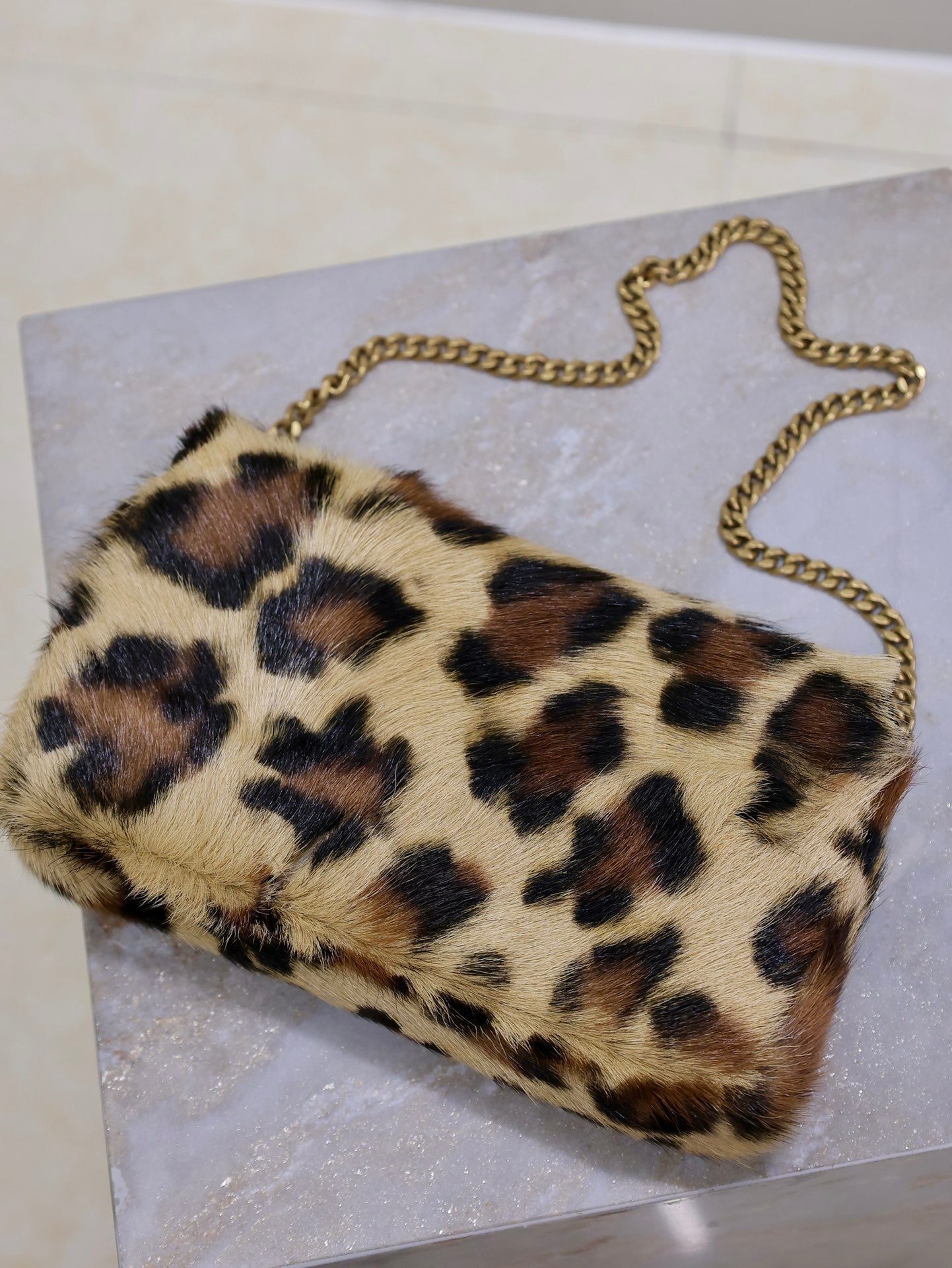 KATE SMALL BAG 20 IN LEOPARD PRINT FUR COPPER CHAIN mysite