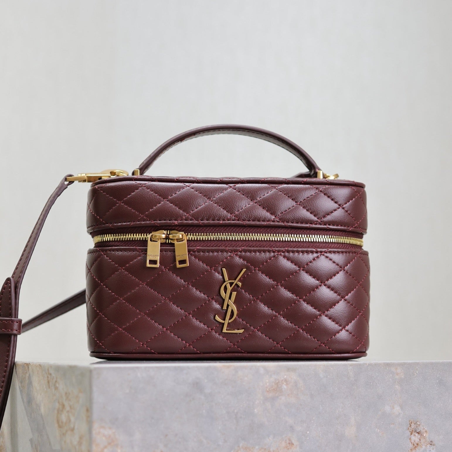 GABY MINI VANITY 18 IN AUBURN RED LAMBSKIN GOLD HARDWARE mysite