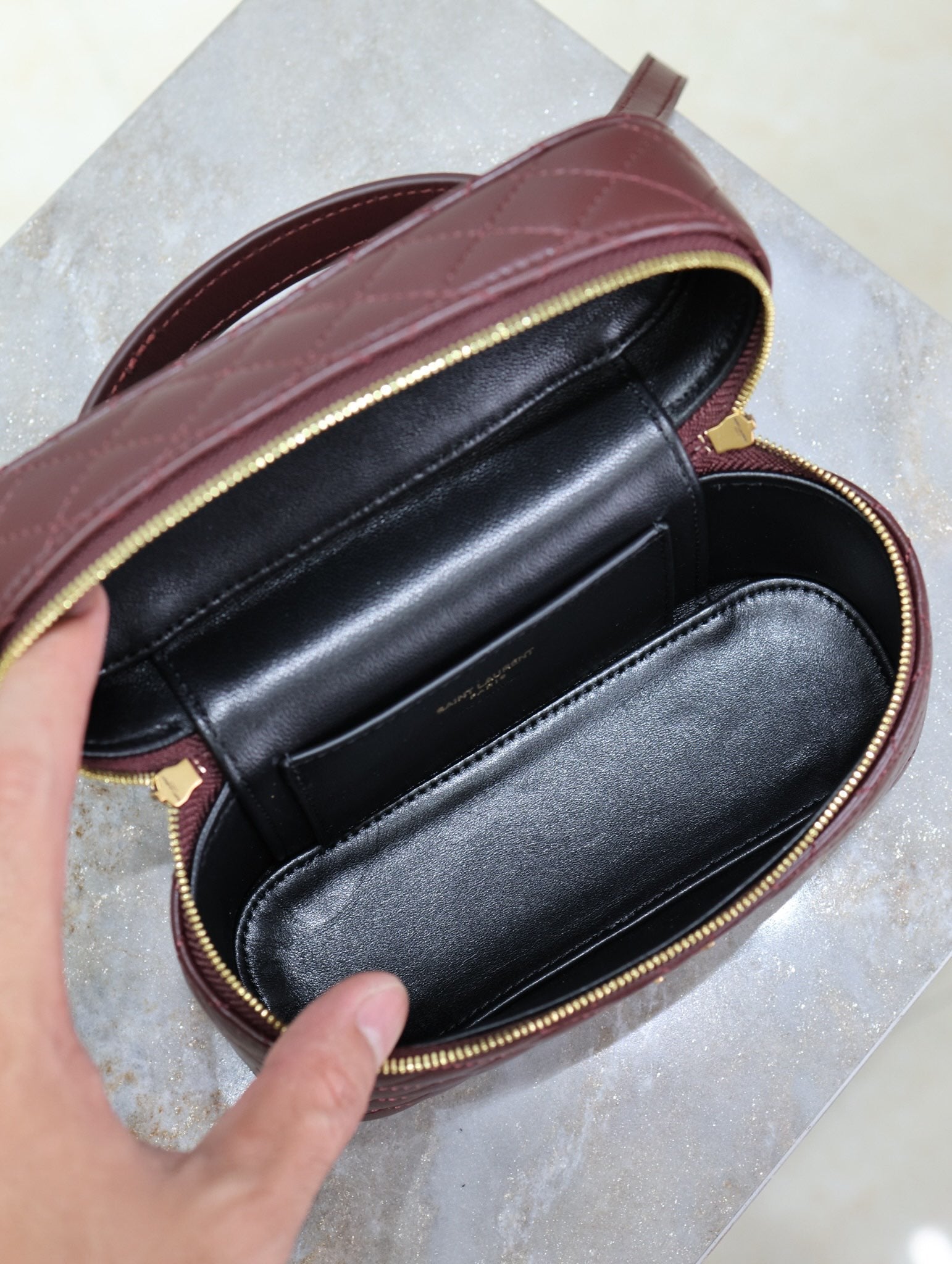 GABY MINI VANITY 18 IN AUBURN RED LAMBSKIN GOLD HARDWARE mysite