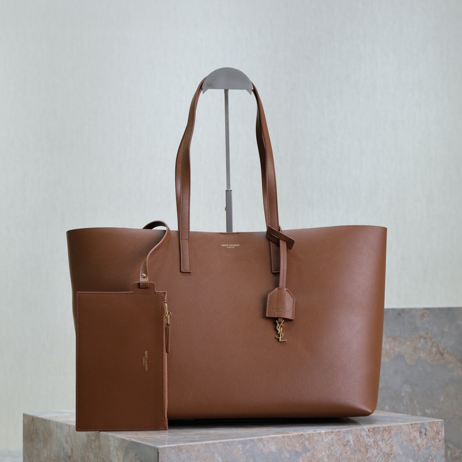 SHOPPING TOTE BAG 38 IN RED BROWN CALFSKIN mysite