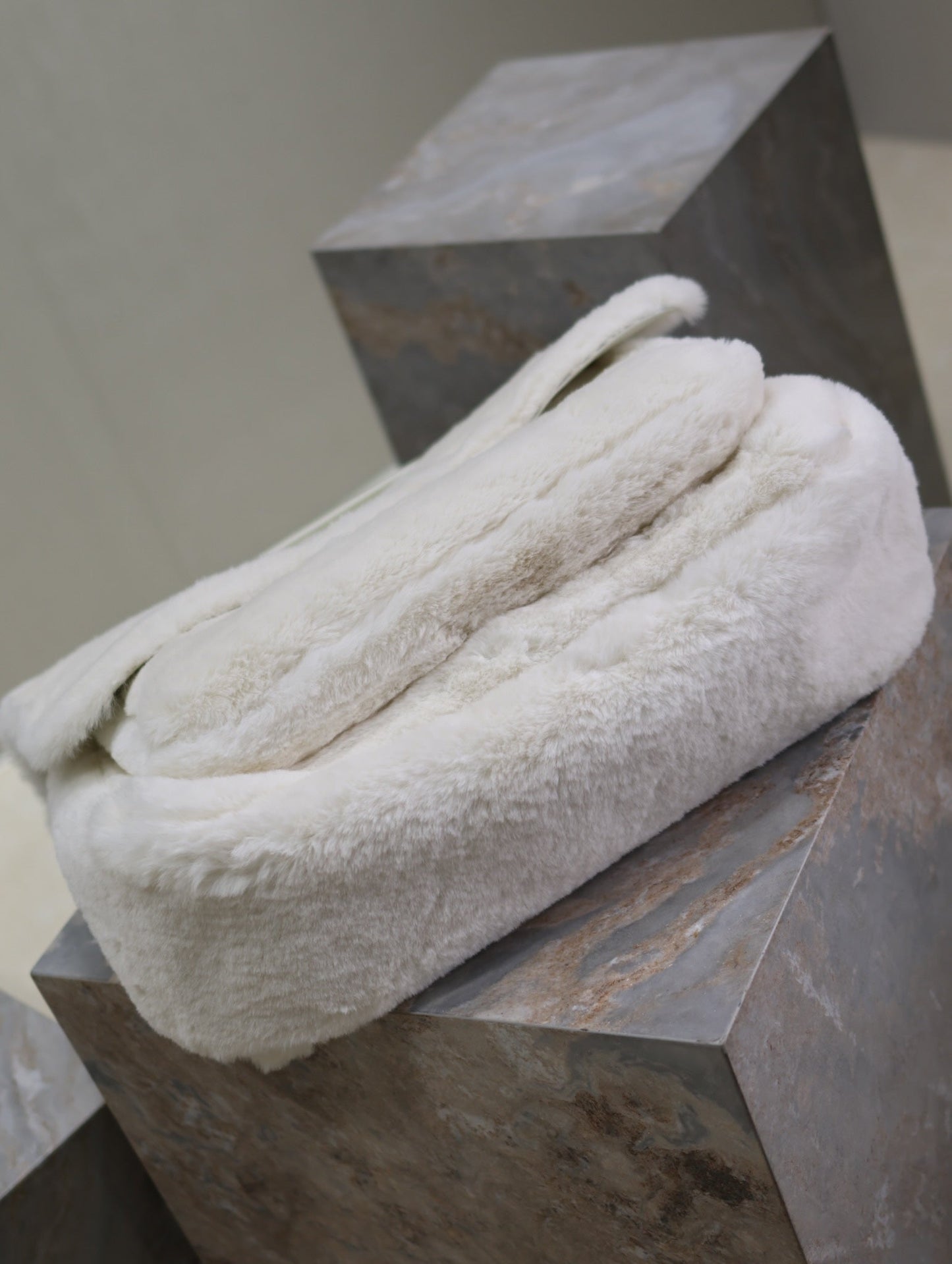 NIKI 47 IN WHITE RABBIT FUR GOLD HARDWARE mysite