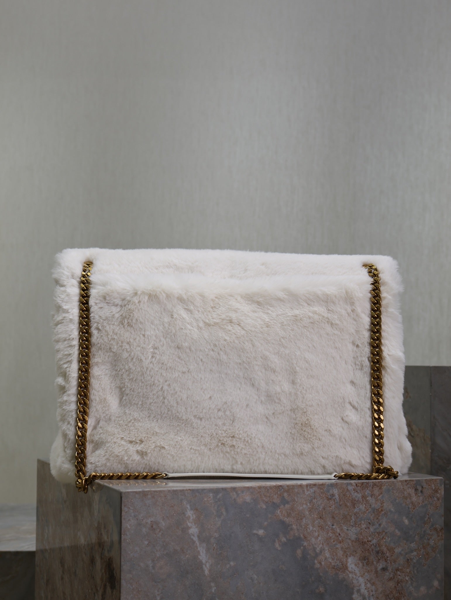 NIKI 47 IN WHITE RABBIT FUR GOLD HARDWARE mysite