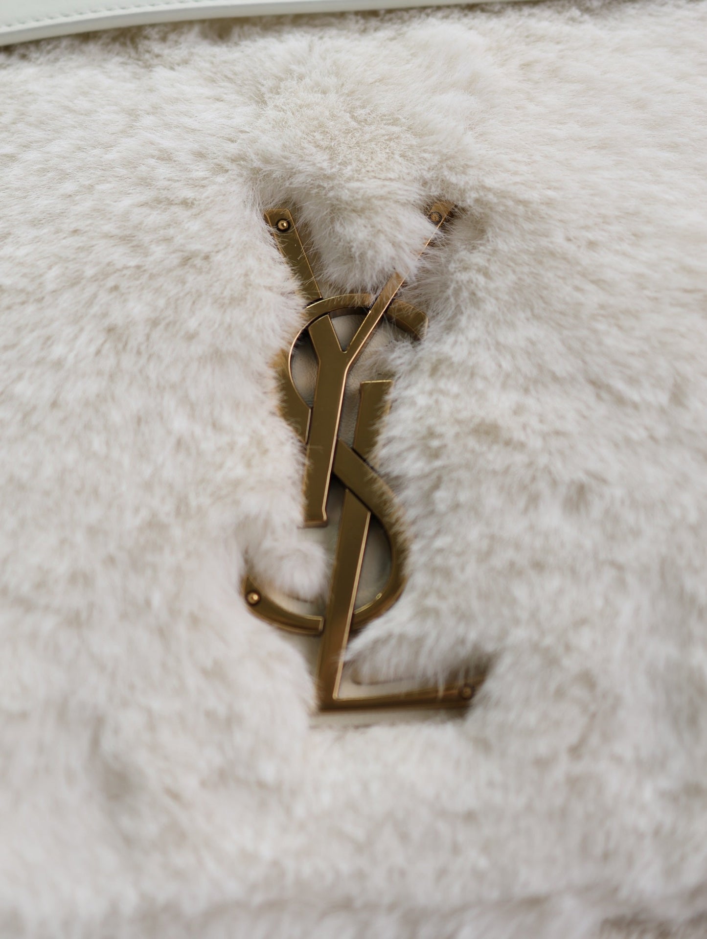 NIKI 47 IN WHITE RABBIT FUR GOLD HARDWARE mysite