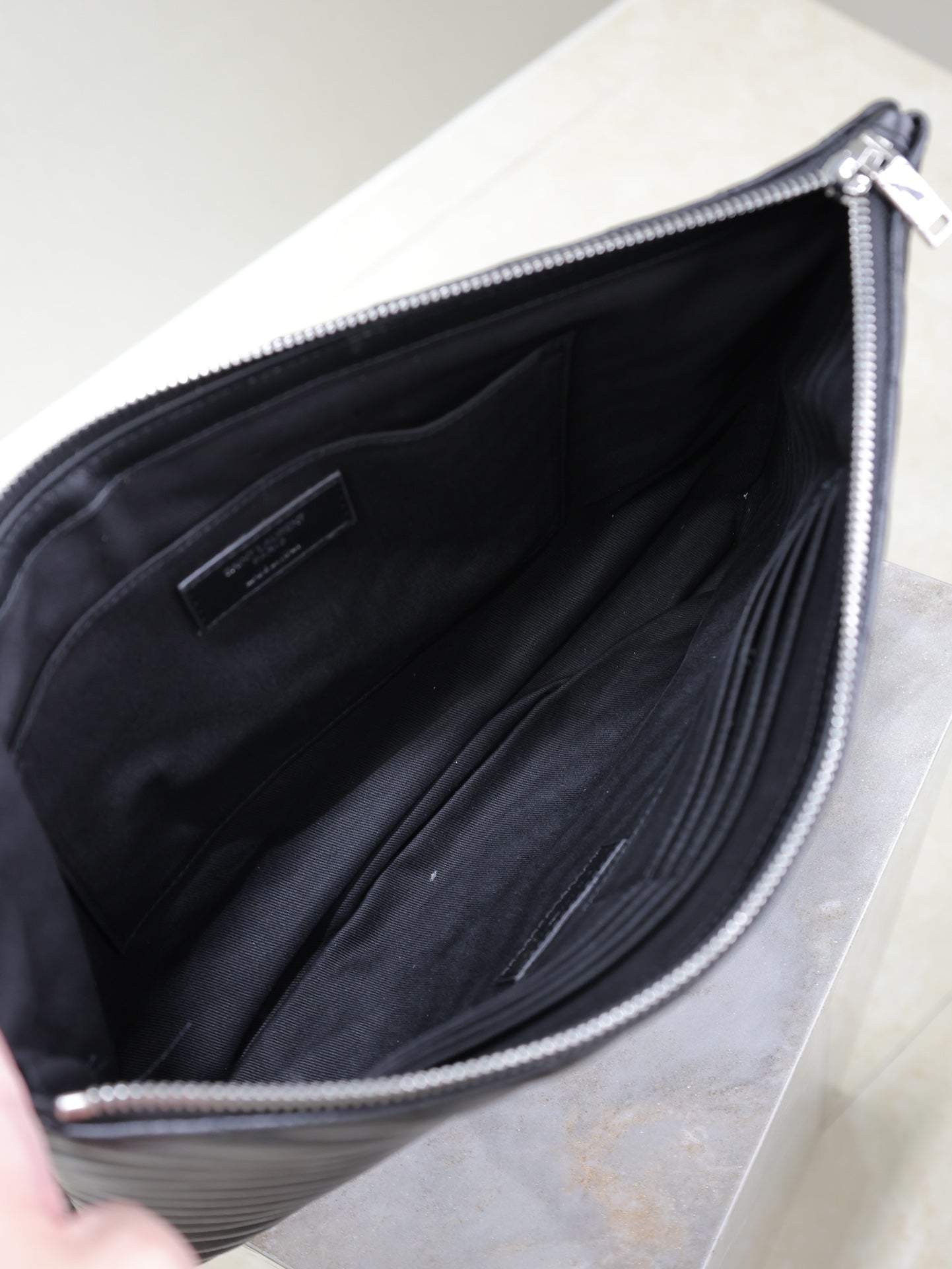 CLUTCH 36 IN BLACK QUILTED CALFSKIN SILVER BUCKLE mysite