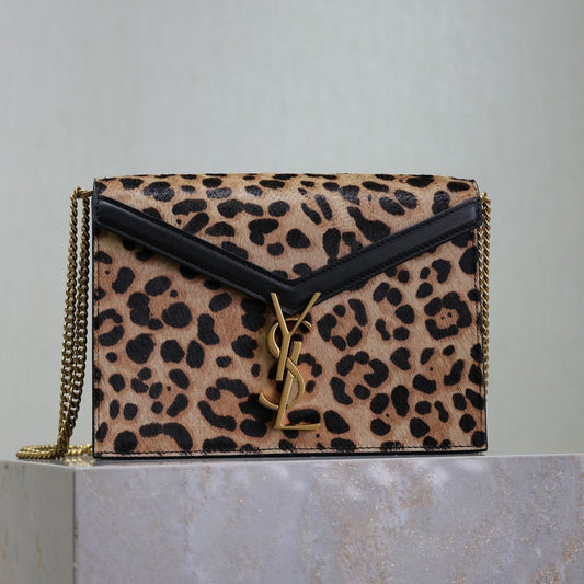CASSANDRA CHAIN BAG 22 IN LEOPARD PRINT CALFSKIN GOLD HARDWARE mysite