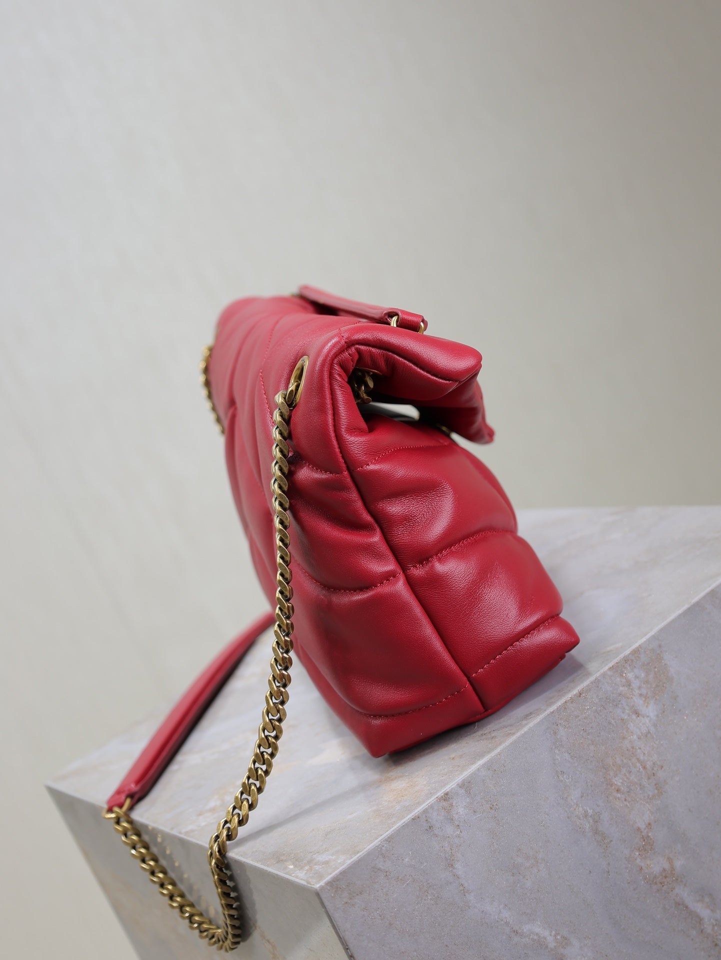 PUFFER SMALL 29 IN RED LAMBSKIN GOLD HARDWARE mysite