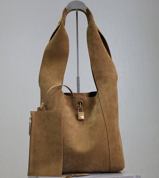 TANGER HOBO BAG 27 IN PEANUT BROWN SUEDE mysite