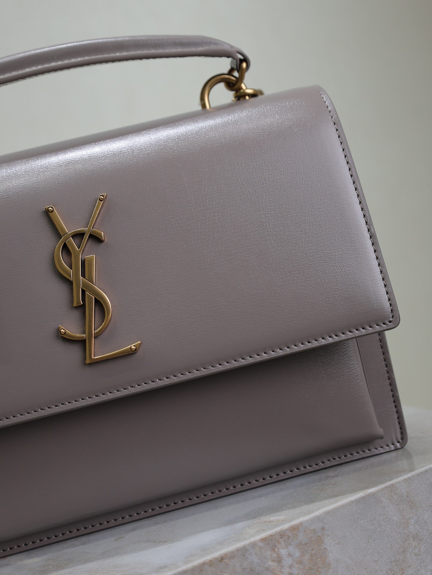 YSL Sunset Handbags 25cm Grey Cowhide mysite