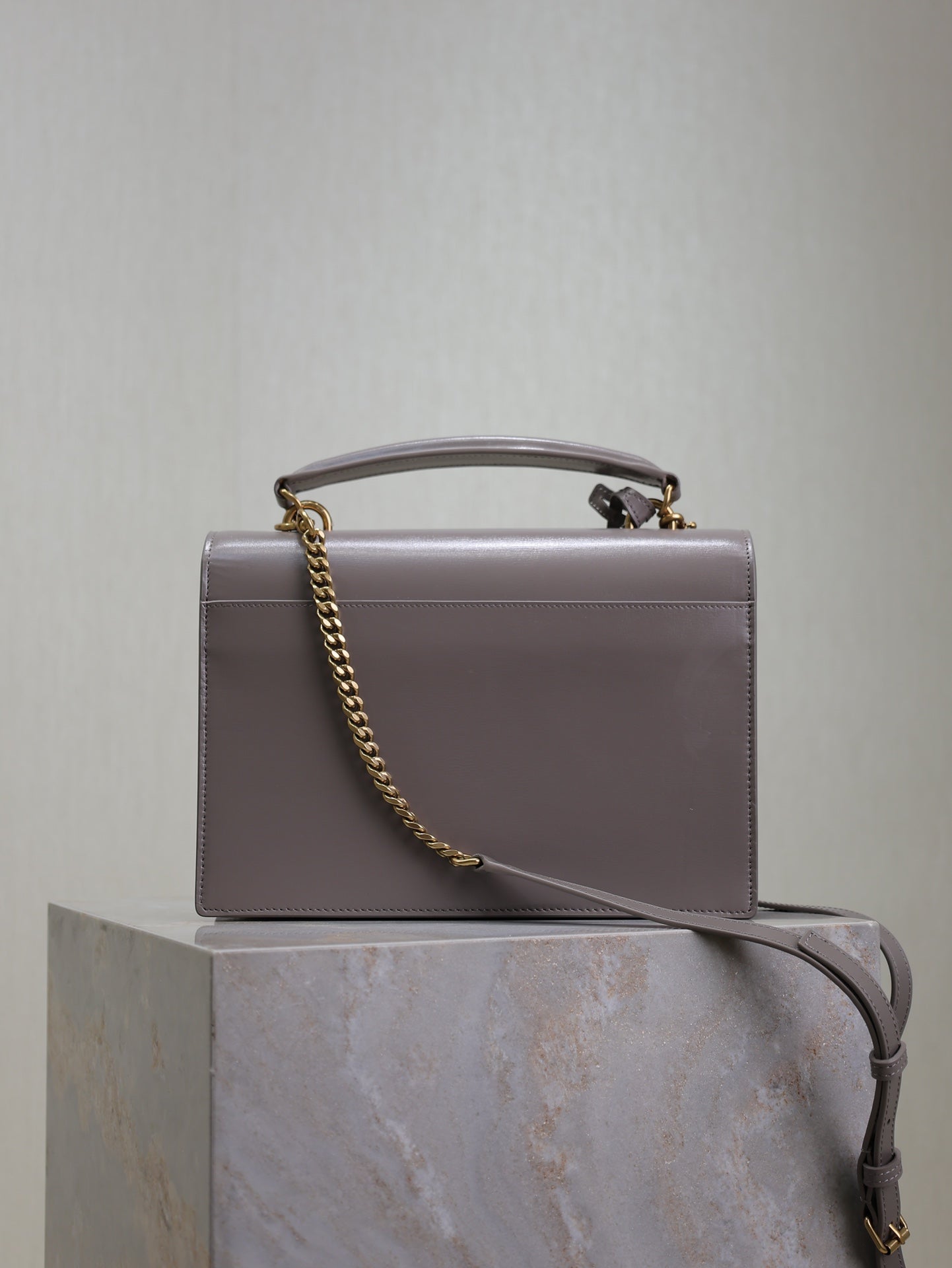 YSL Sunset Handbags 25cm Grey Cowhide mysite