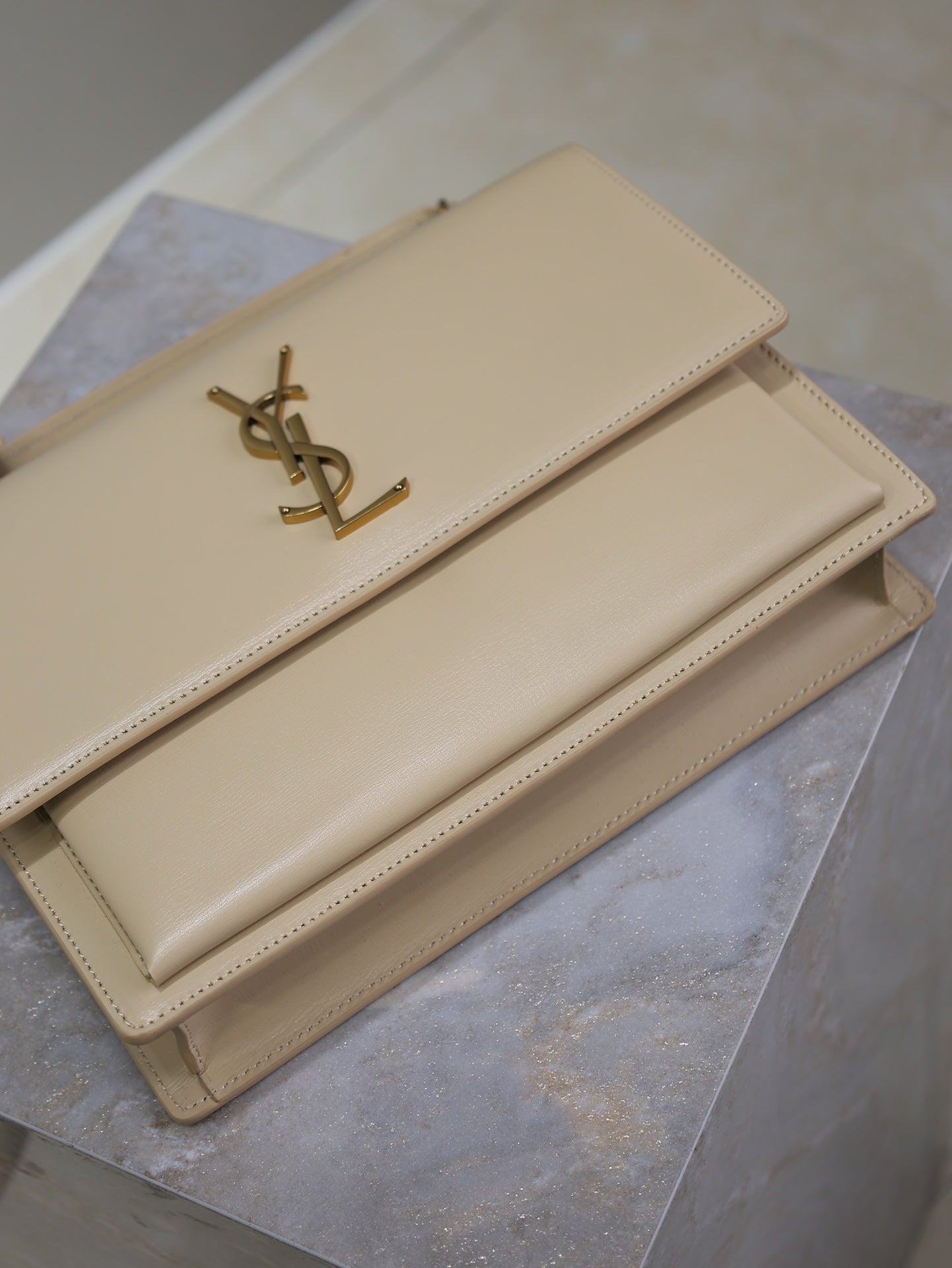 YSL Sunset Handbags 25cm Beige Cowhide mysite