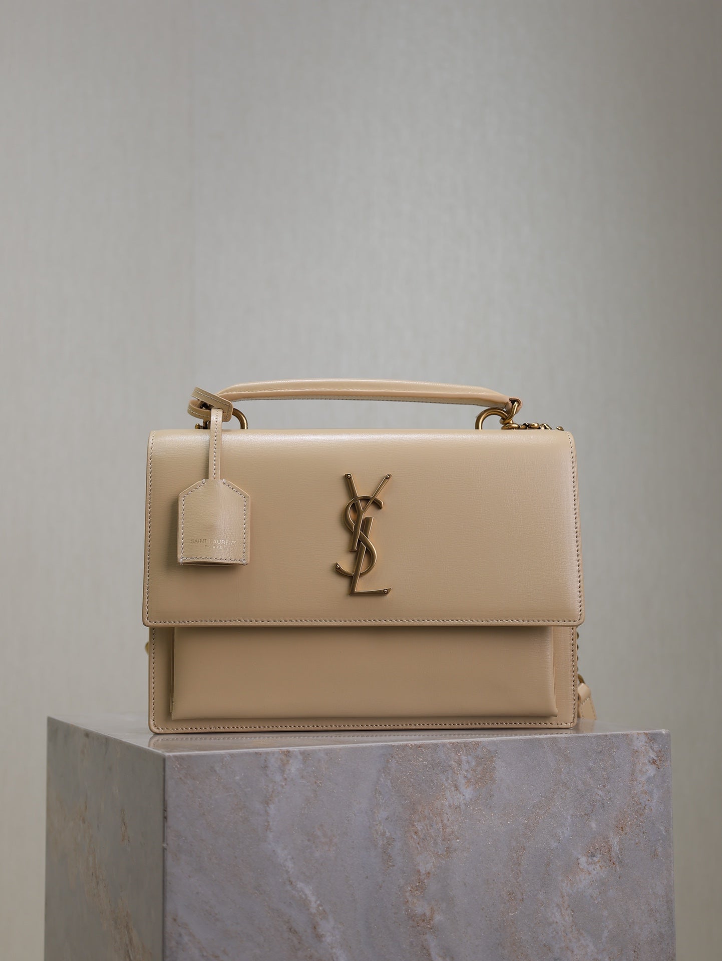 YSL Sunset Handbags 25cm Beige Cowhide mysite
