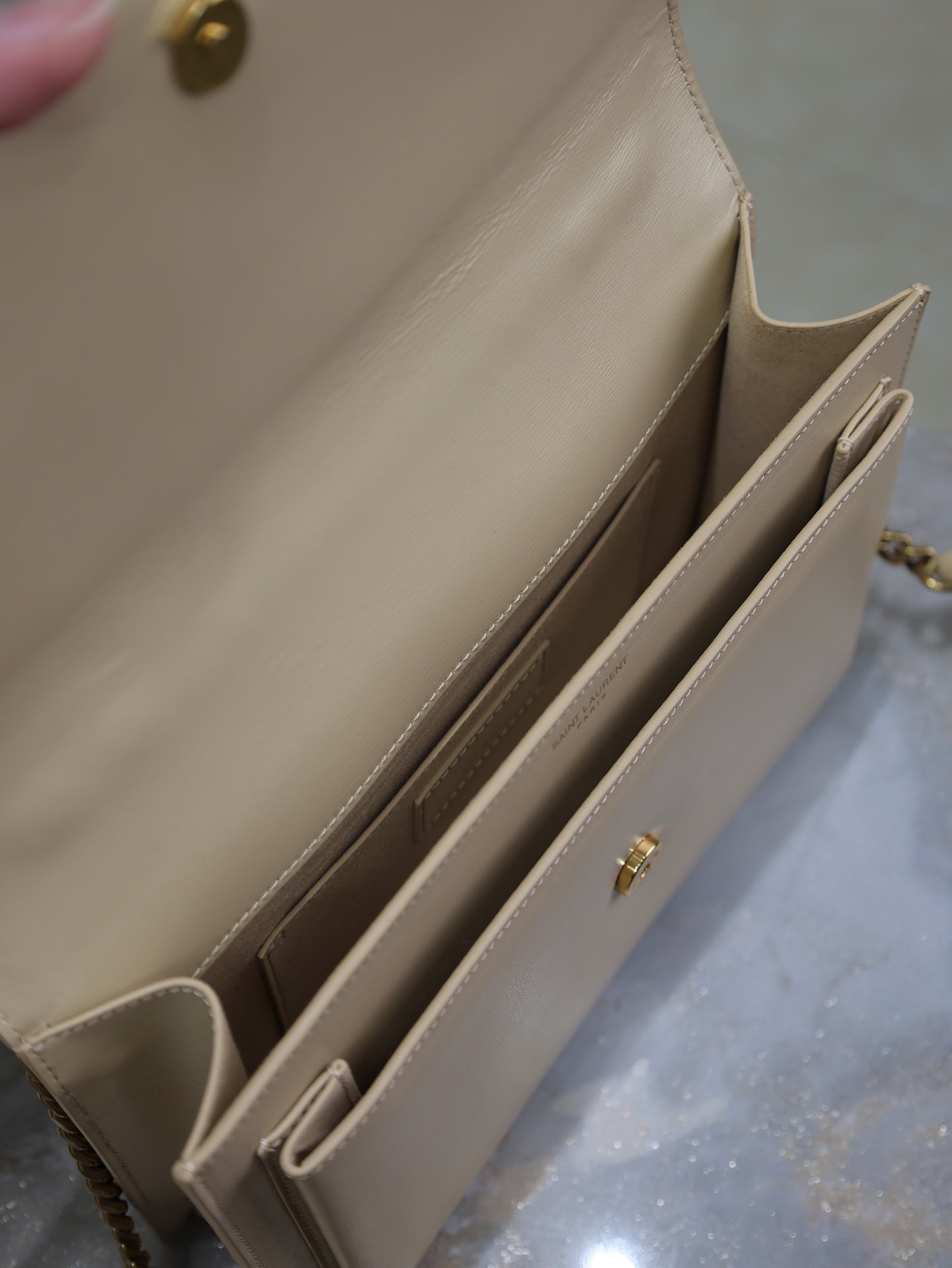 YSL Sunset Handbags 25cm Beige Cowhide mysite