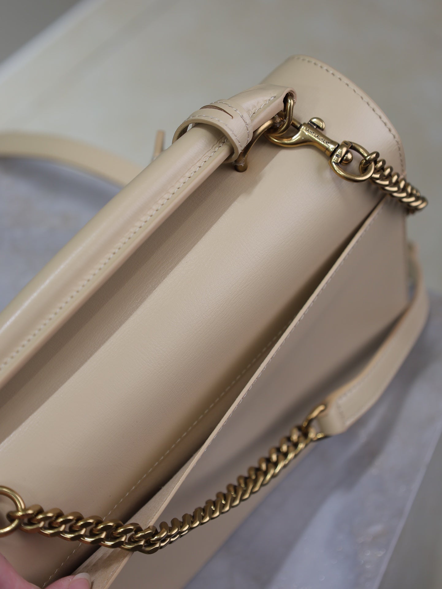 YSL Sunset Handbags 25cm Beige Cowhide mysite
