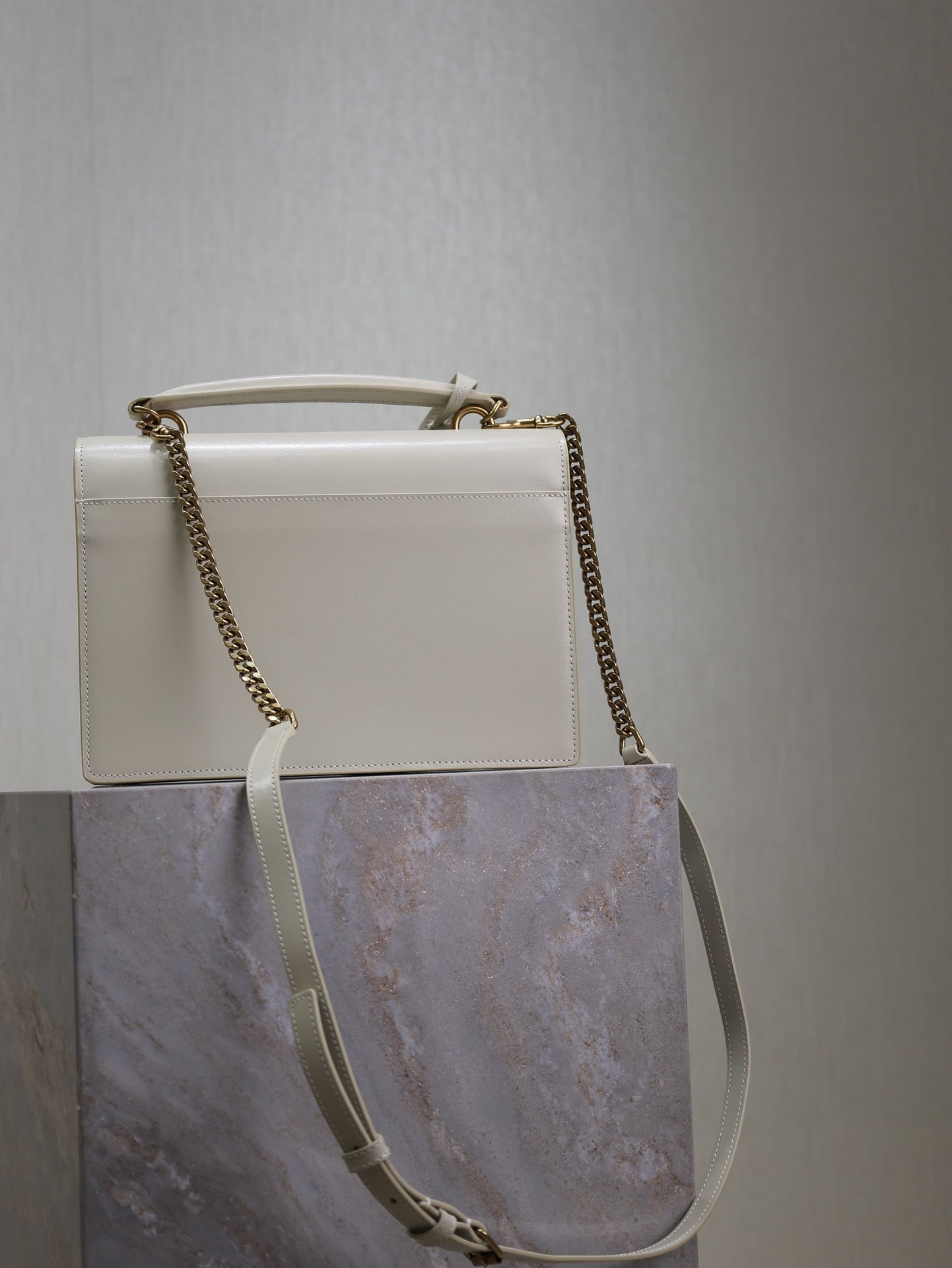 YSL Sunset Handbags 25cm White Cowhide mysite
