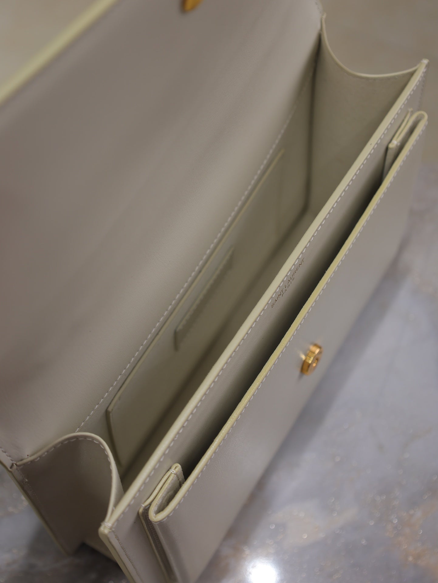 YSL Sunset Handbags 25cm White Cowhide mysite