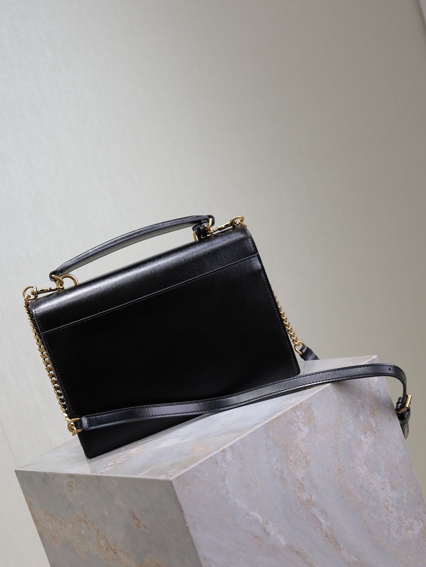 YSL Sunset Handbags 25cm Black Cowhide mysite