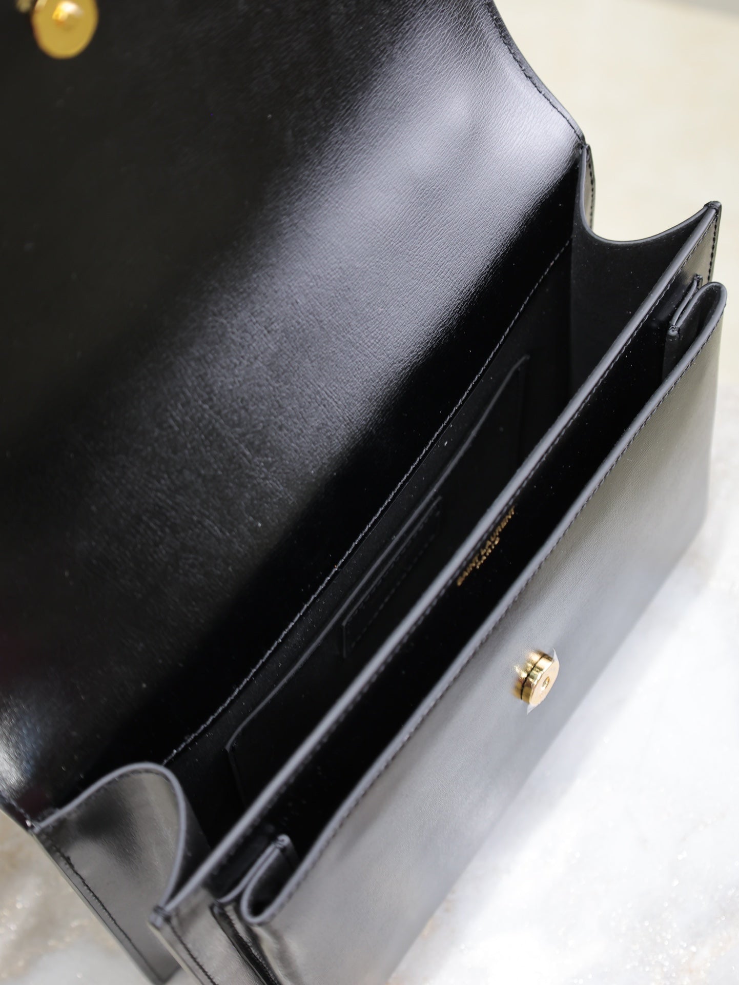 YSL Sunset Handbags 25cm Black Cowhide mysite