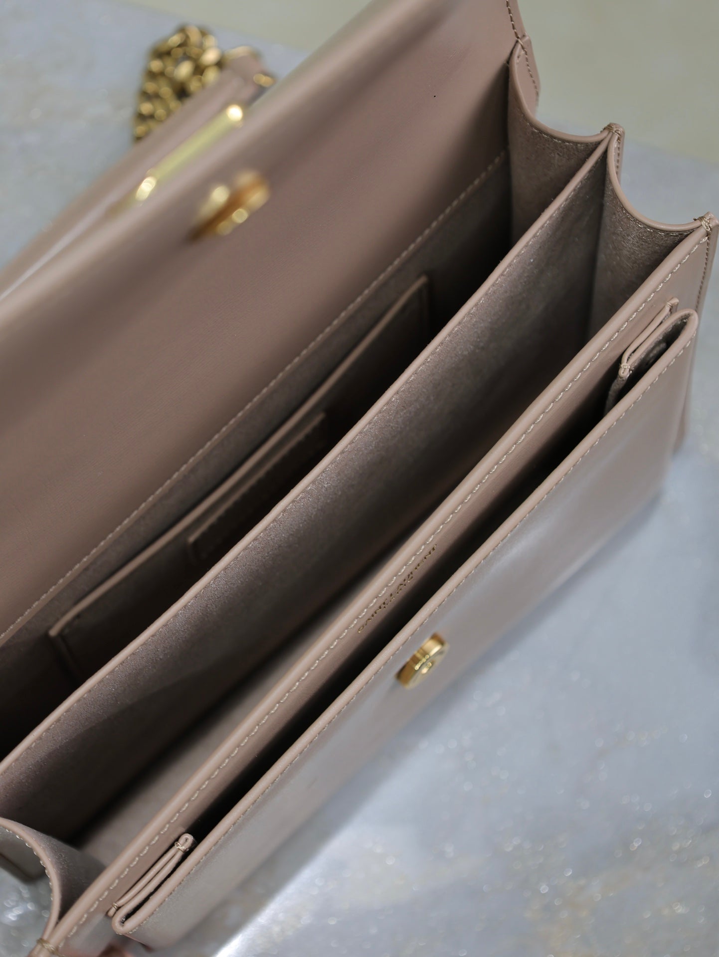 YSL Medium Sunset Shoulder Bag 22cm Beige-Brown Cowhide GHW mysite