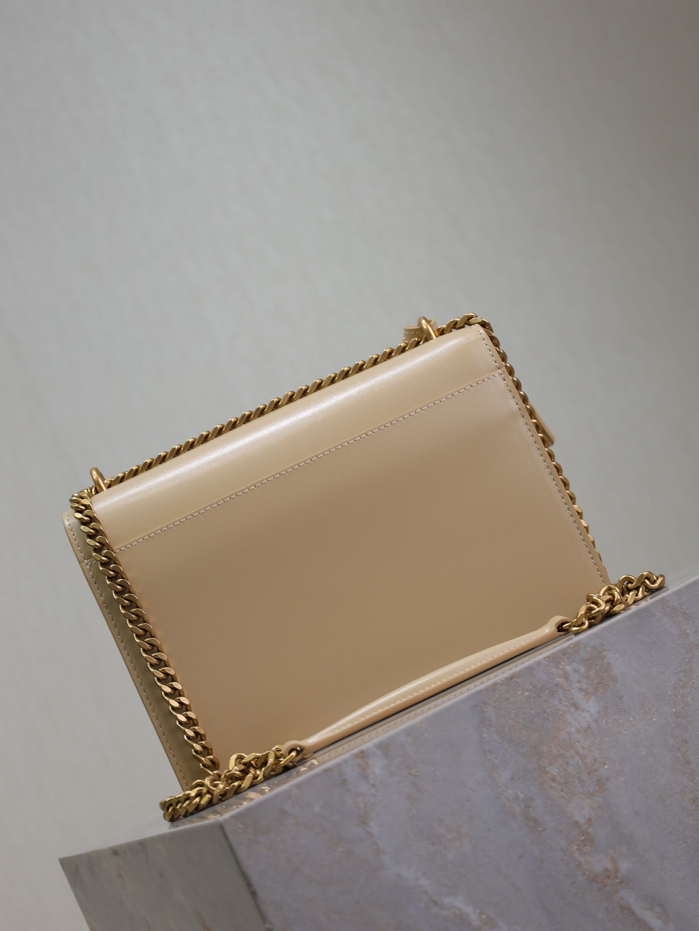 YSL Medium Sunset Shoulder Bag 22cm Beige Cowhide GHW mysite