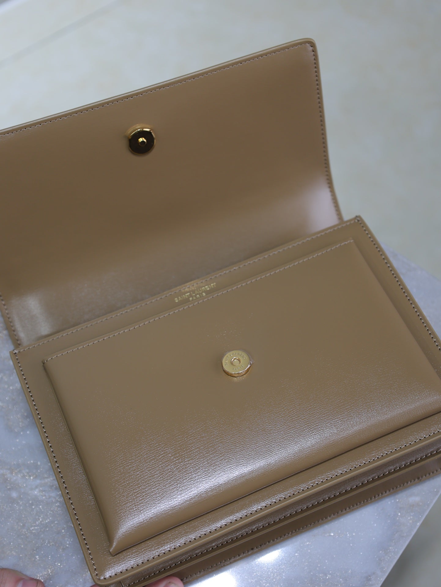 YSL Medium Sunset Shoulder Bag 22cm Brown Cowhide GHW mysite