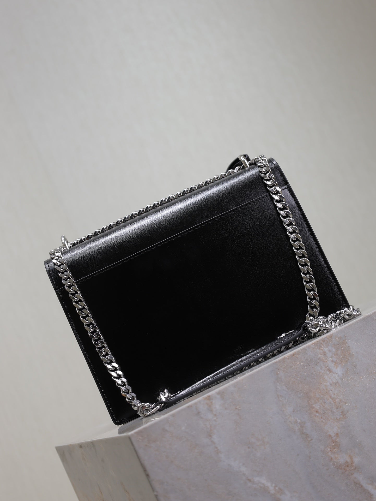 YSL Medium Sunset Shoulder Bag 22cm Black Cowhide Sliver HW mysite
