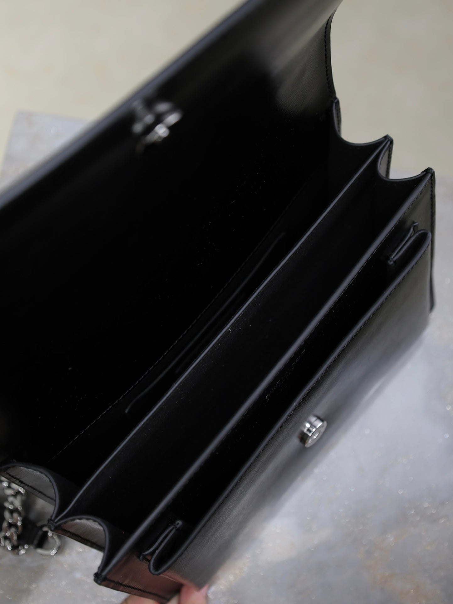 YSL Medium Sunset Shoulder Bag 22cm Black Cowhide Sliver HW mysite