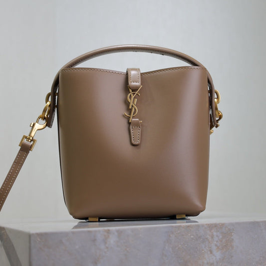 LE 37 MINI BUCKET BAG 15 IN BROWN CALFSKIN GOLD HARDWARE mysite