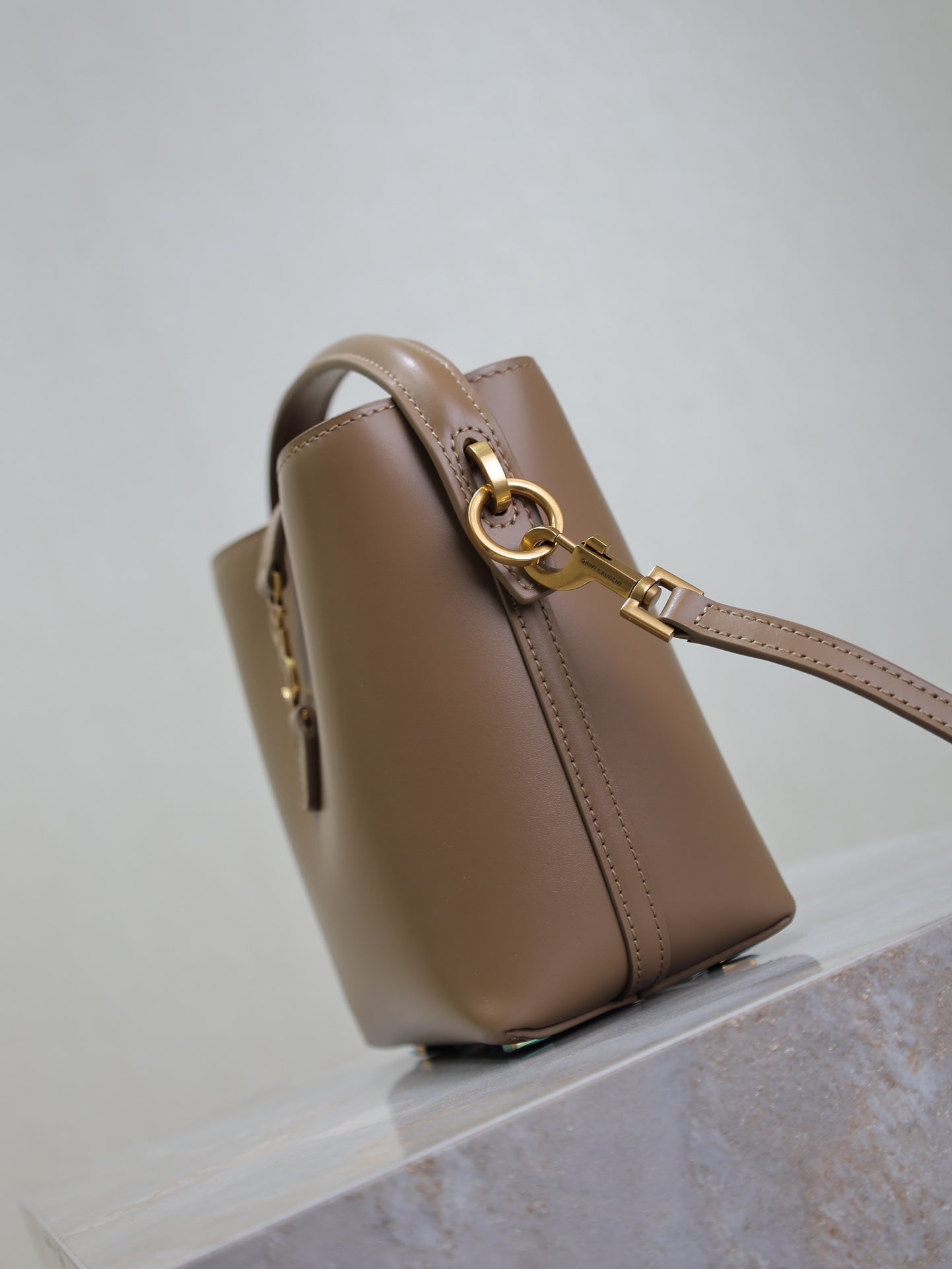 LE 37 MINI BUCKET BAG 15 IN BROWN CALFSKIN GOLD HARDWARE mysite