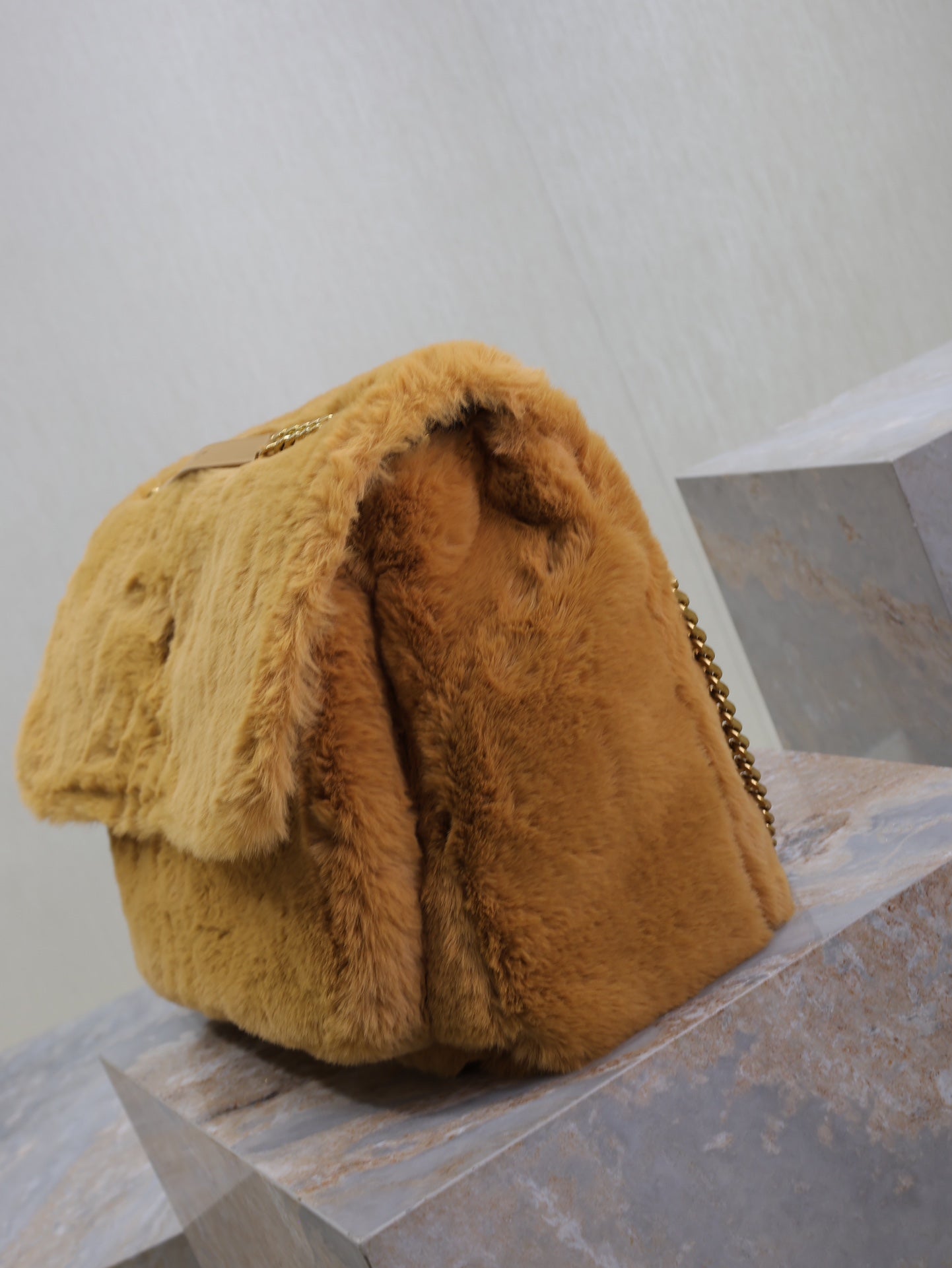 NIKI 47 IN CINNAMON BROWN RABBIT FUR GOLD HARDWARE mysite