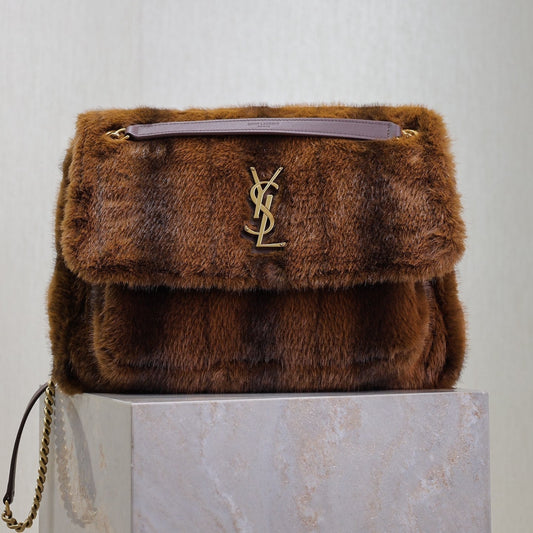 NIKI LARGE 32 IN COFFE BROWN MINK FUR GOLD HARDWARE mysite