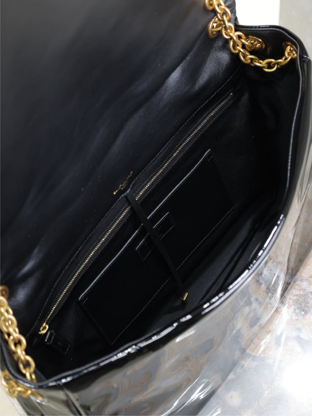 JAMIE 4.3 LARGE BAG 43 IN BLACK PATENT LAMBSKIN GOLD HARDWARE mysite