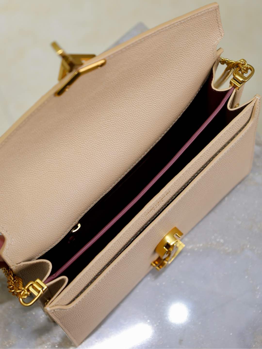 CASSANDRA CHAIN BAG 22 IN APRICOT CAVIAR PATTERN CALFSKIN GOLD HARDWARE mysite