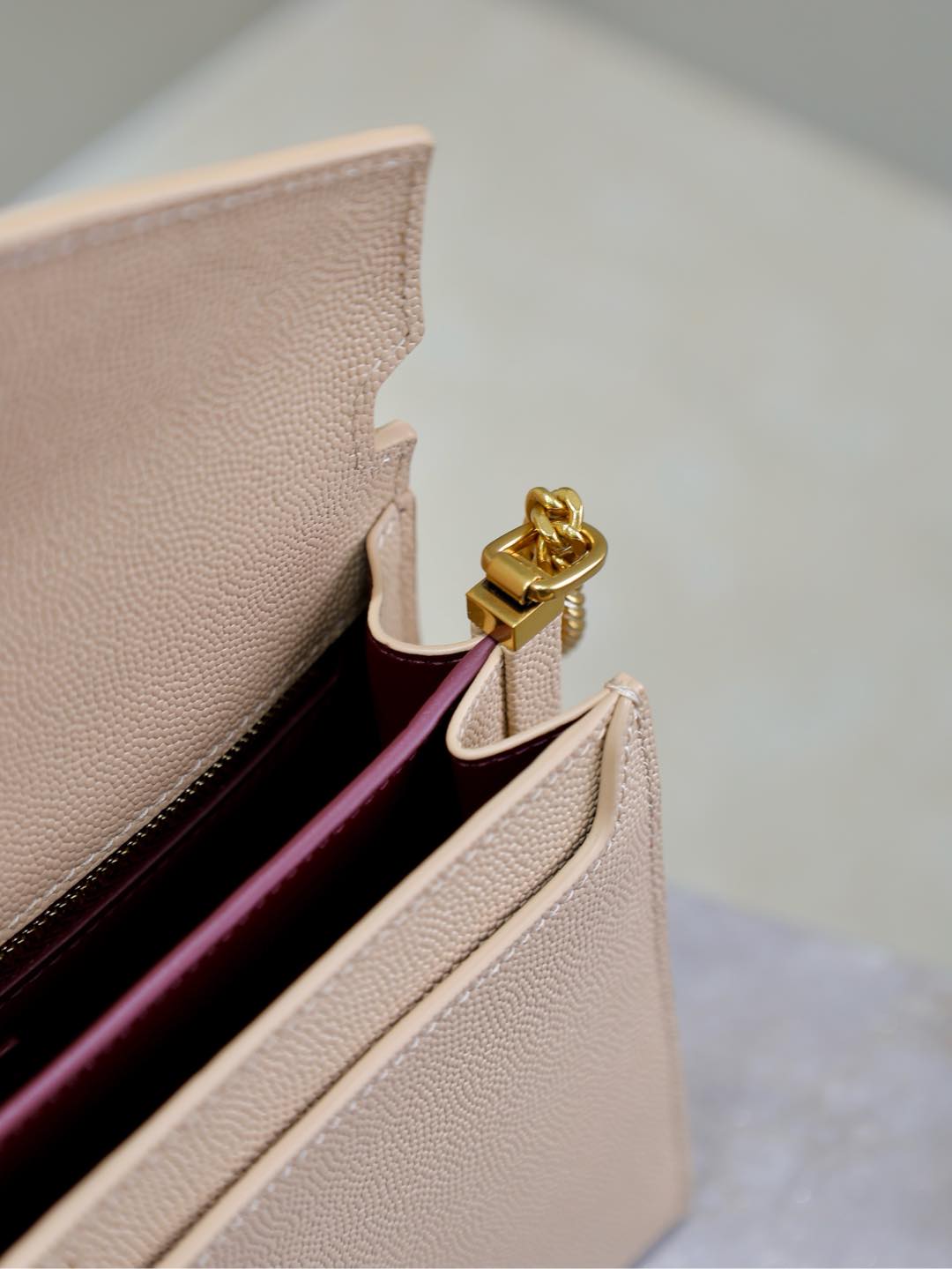 CASSANDRA CHAIN BAG 22 IN APRICOT CAVIAR PATTERN CALFSKIN GOLD HARDWARE mysite