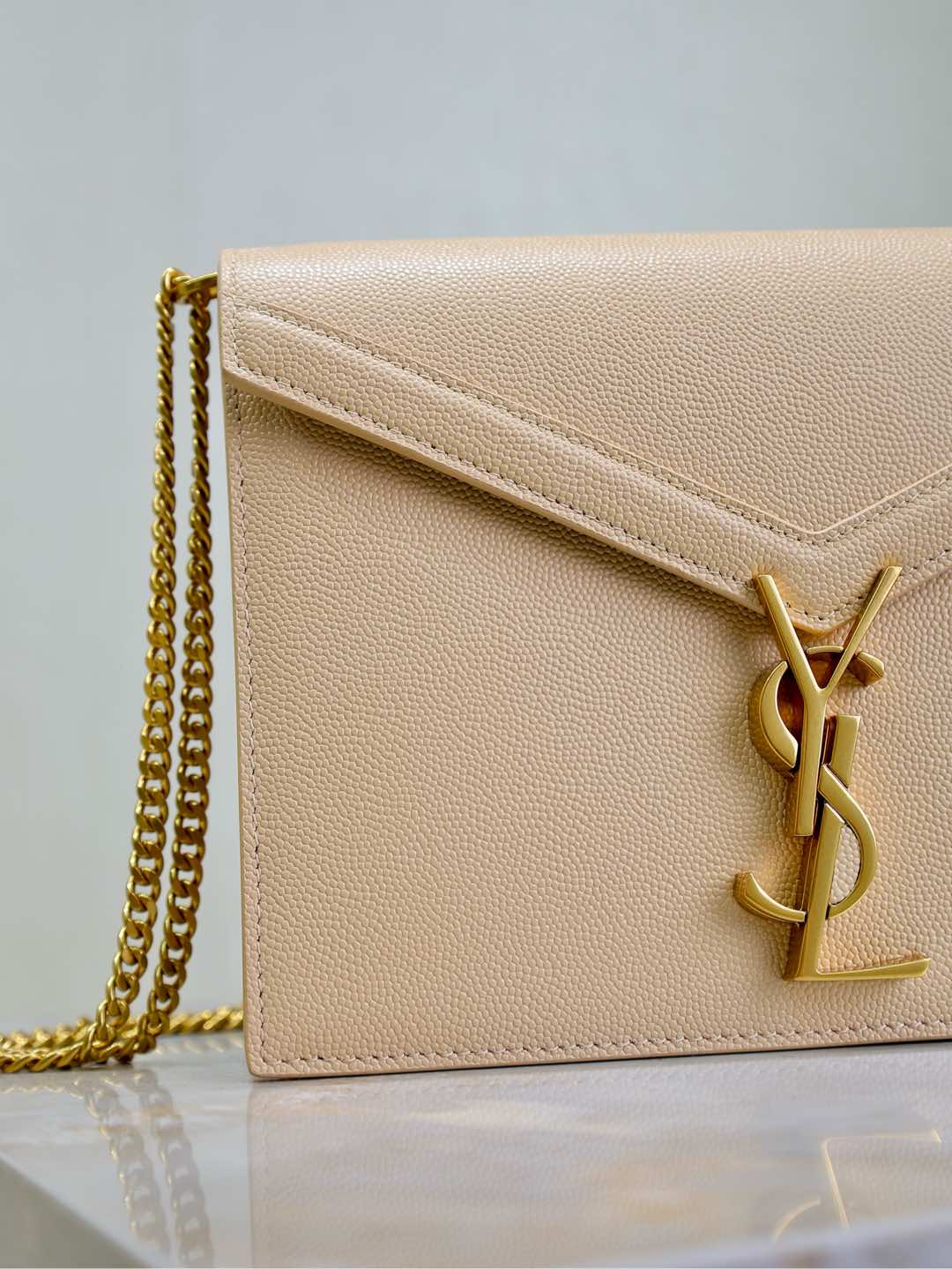 CASSANDRA CHAIN BAG 22 IN APRICOT CAVIAR PATTERN CALFSKIN GOLD HARDWARE mysite