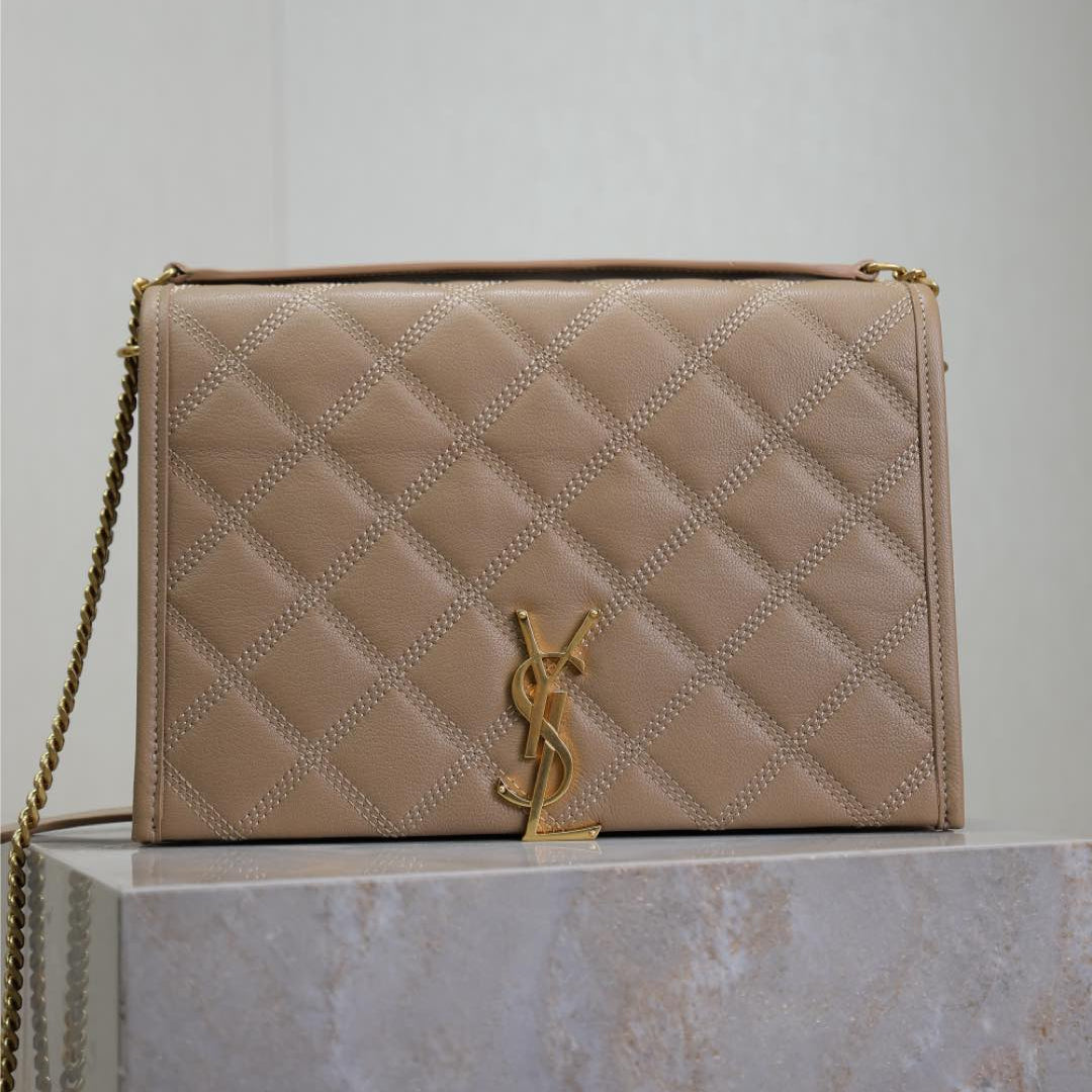 BECKY 25 IN MEDIUM BROWN QUILTED LAMBSKIN GOLD HARDWARE mysite