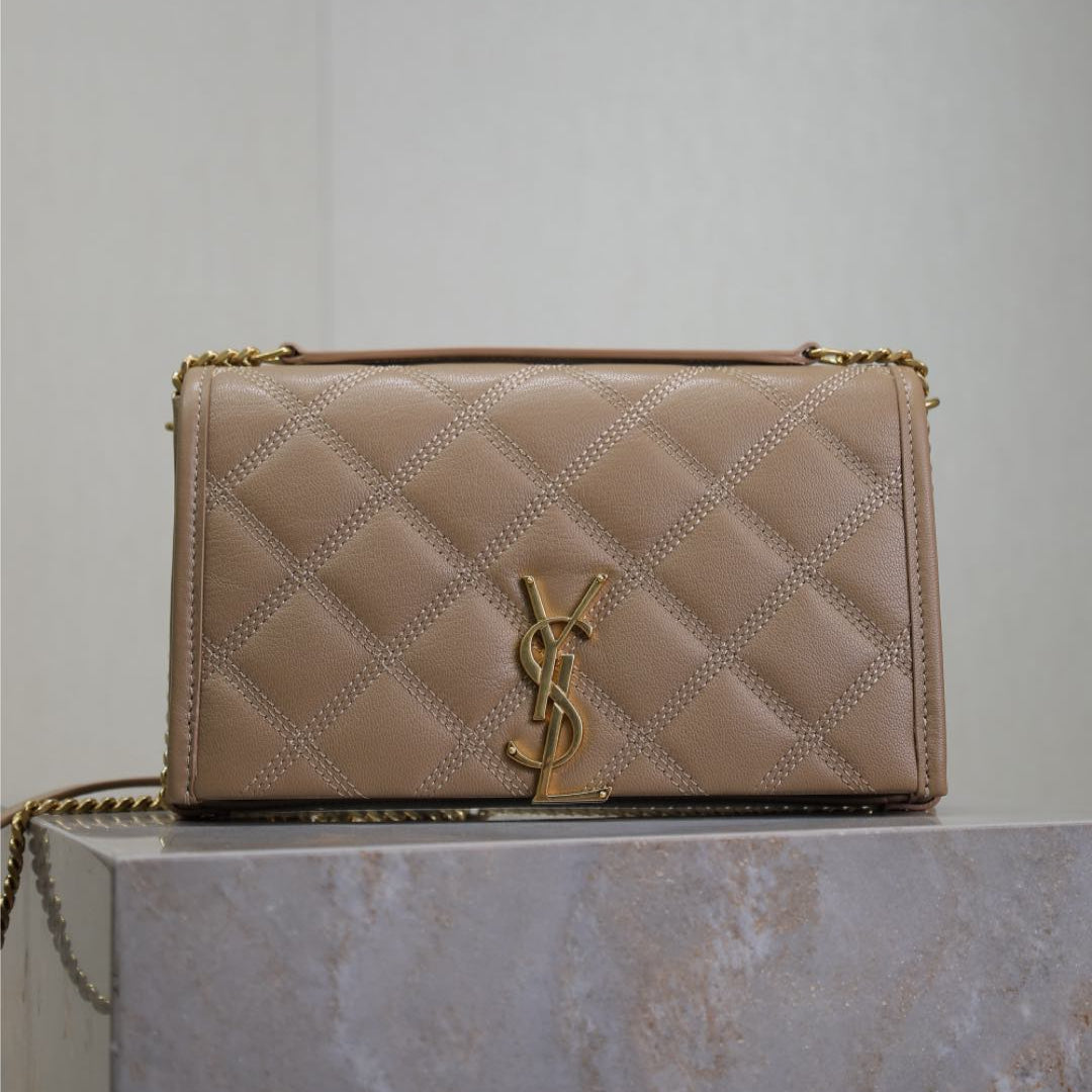 BECKY 22 IN MEDIUM BROWN QUILTED LAMBSKIN GOLD HARDWARE mysite