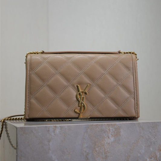 BECKY 22 IN MEDIUM BROWN QUILTED LAMBSKIN GOLD HARDWARE mysite