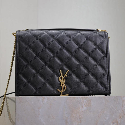 BECKY 26 IN BLACK QUILTED LAMBSKIN GOLD HARDWARE mysite
