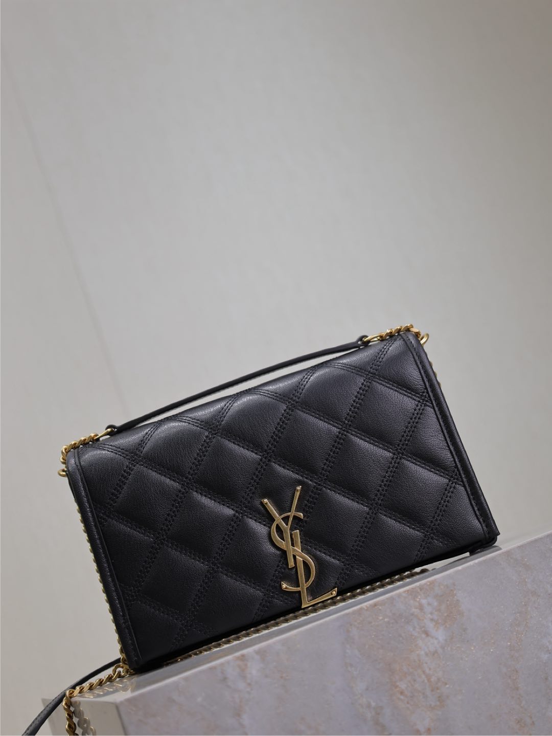BECKY 22 IN BLACK QUILTED LAMBSKIN GOLD HARDWARE mysite